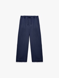 Düğmeli Modal Karışımlı Geniş Paça Pantolon