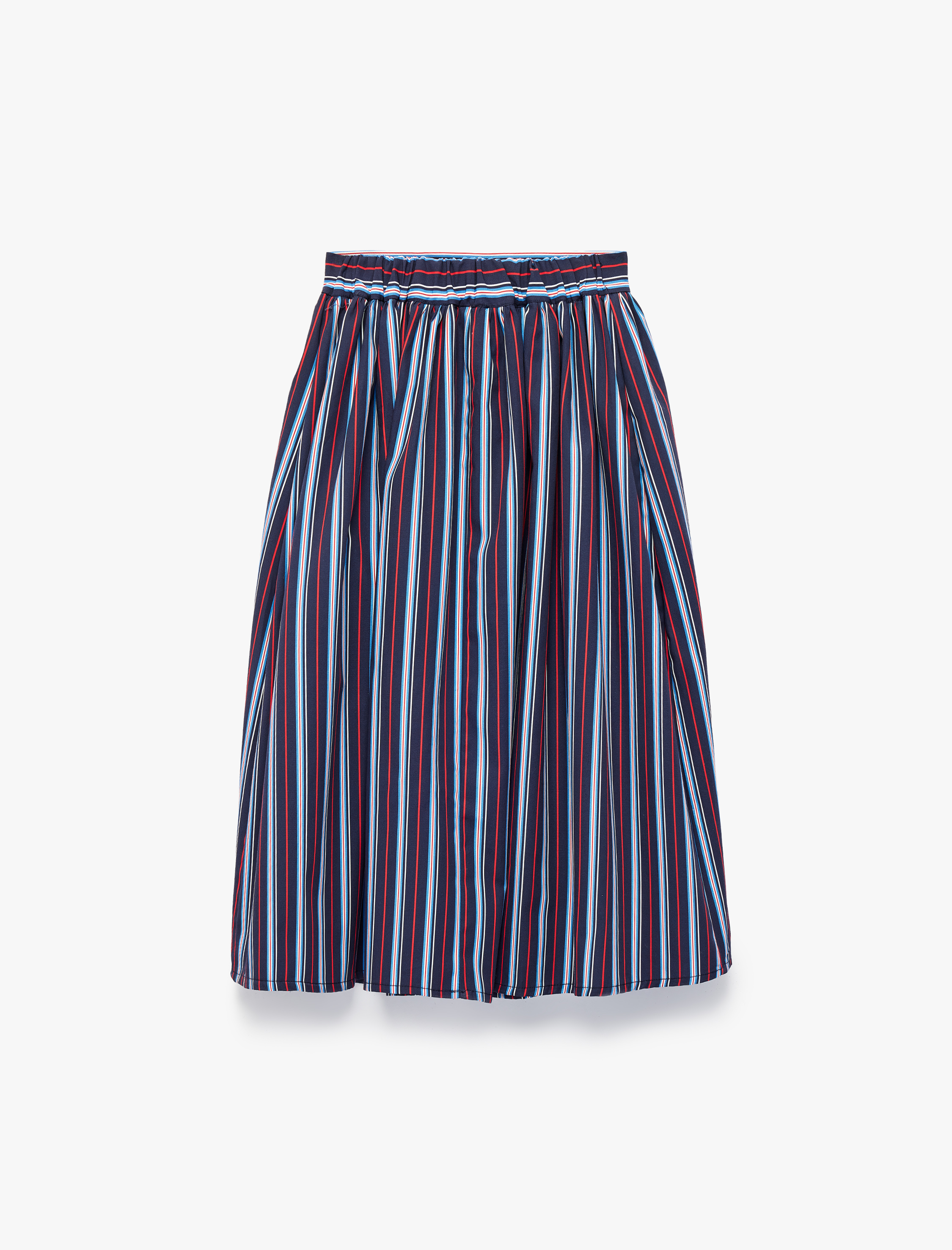  Kız Çocuk Poplin Bol Kesim Kloş Çizgili  Midi Etek