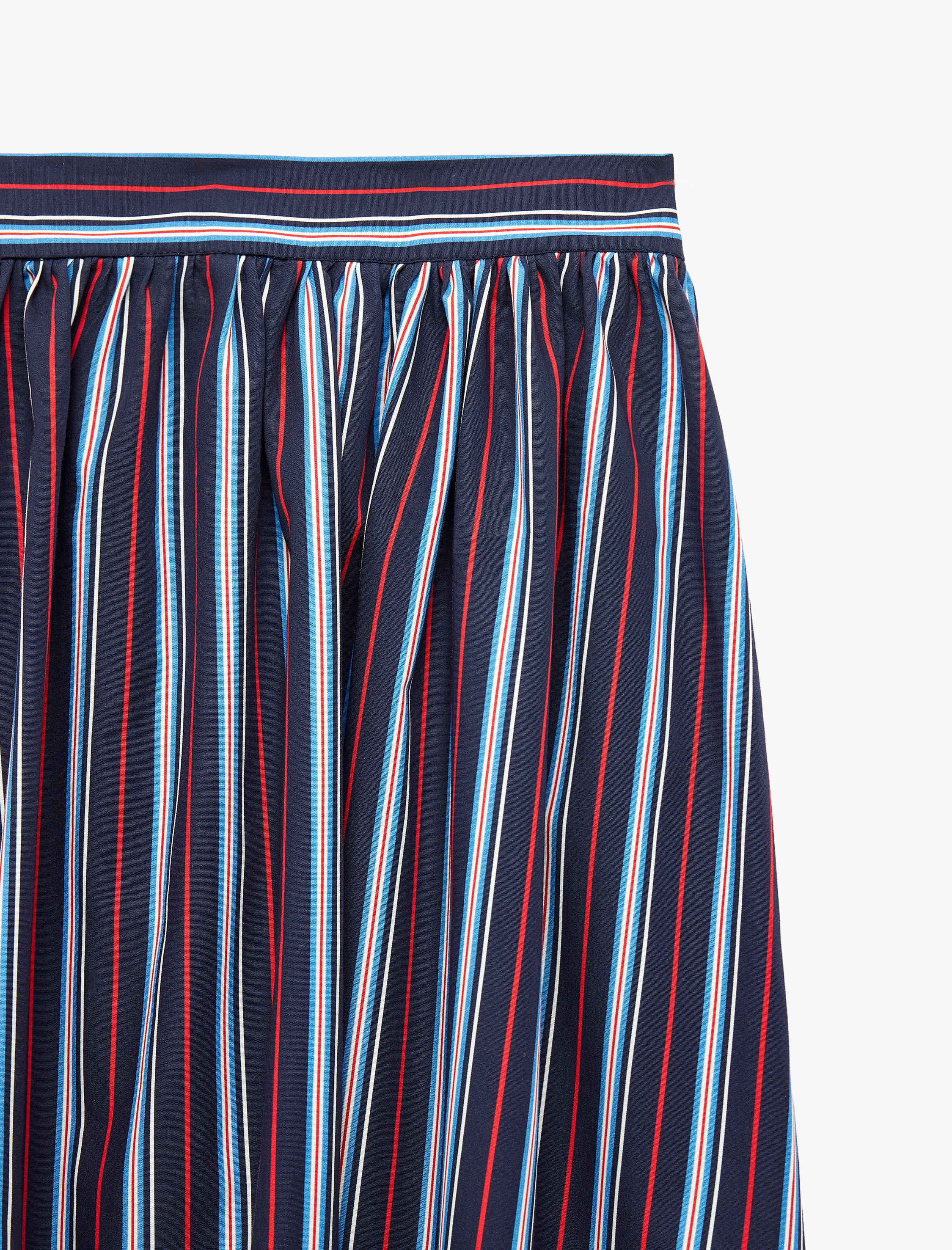  Kız Çocuk Poplin Bol Kesim Kloş Çizgili  Midi Etek