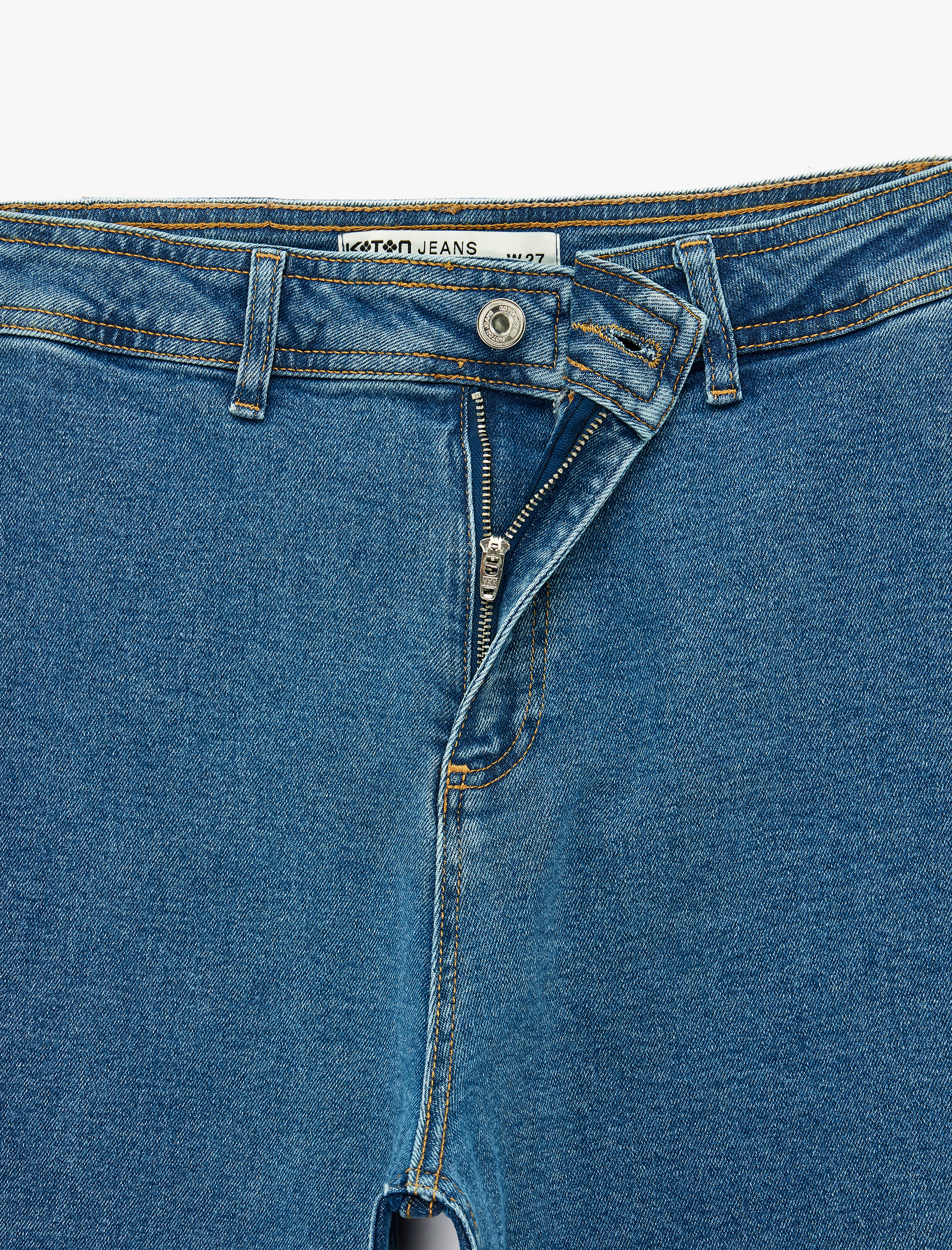   Pamuklu Yüksek Bel Kısa Geniş Paça Denim Pantolon - Culotte Jeans