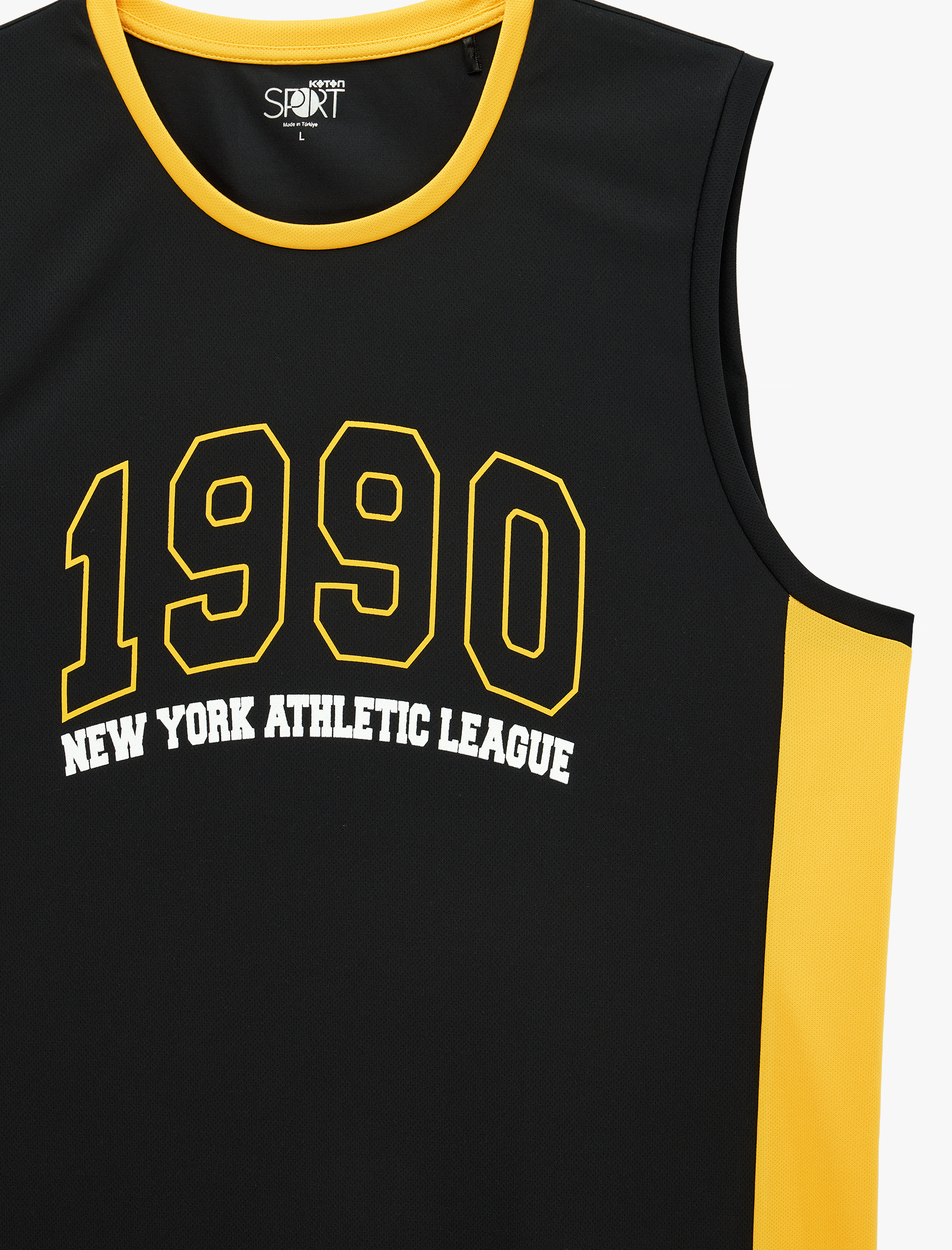   Regular Fit Kolsuz Bisiklet Yaka Baskılı Spor Atlet