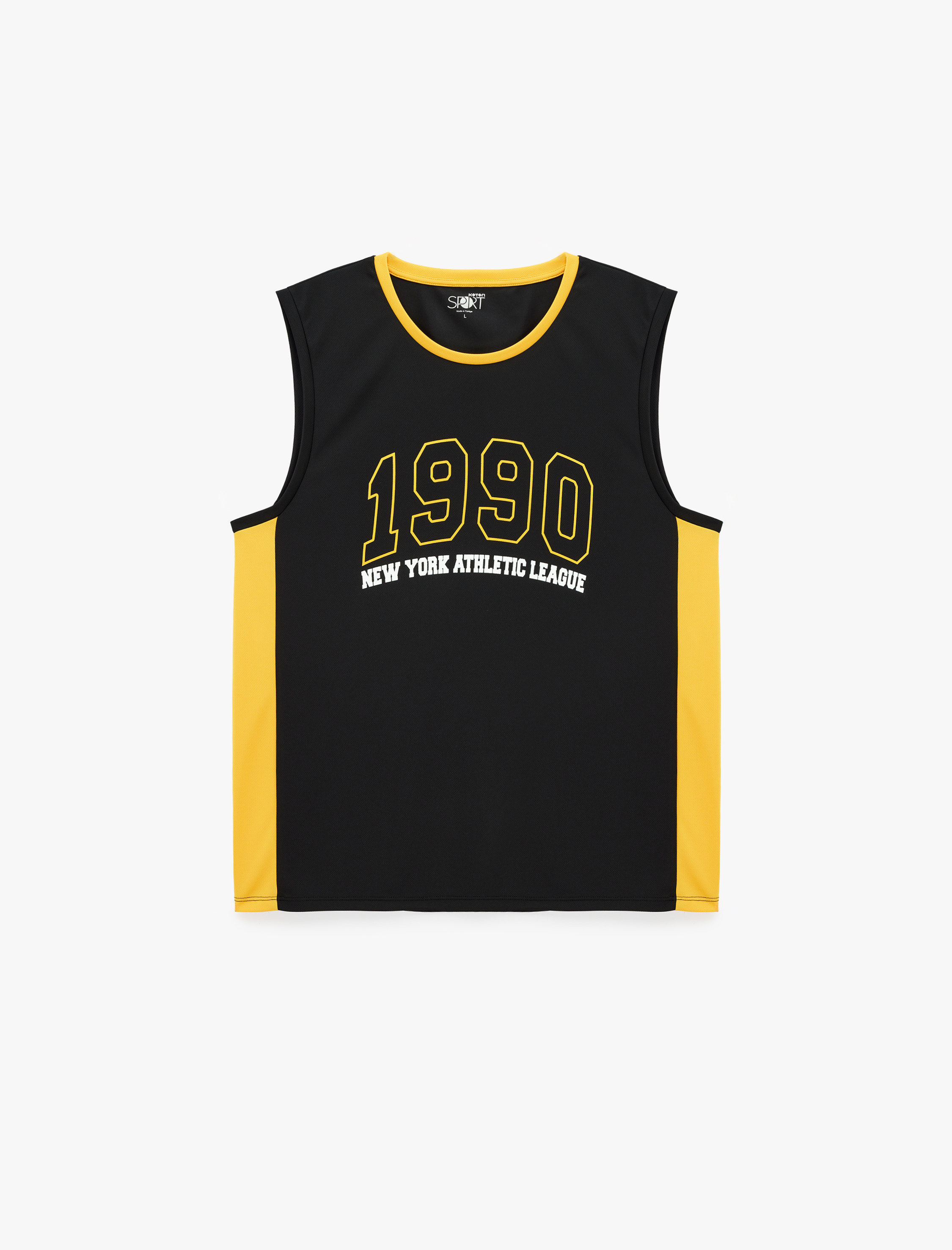   Regular Fit Kolsuz Bisiklet Yaka Baskılı Spor Atlet