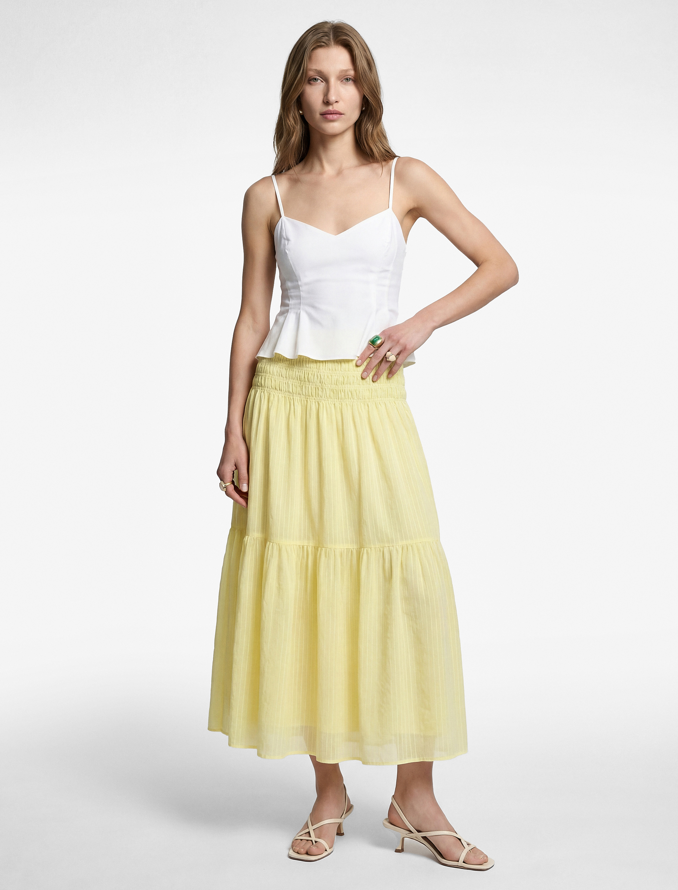   Bol Kalıp Gipeli Midi Kloş Etek