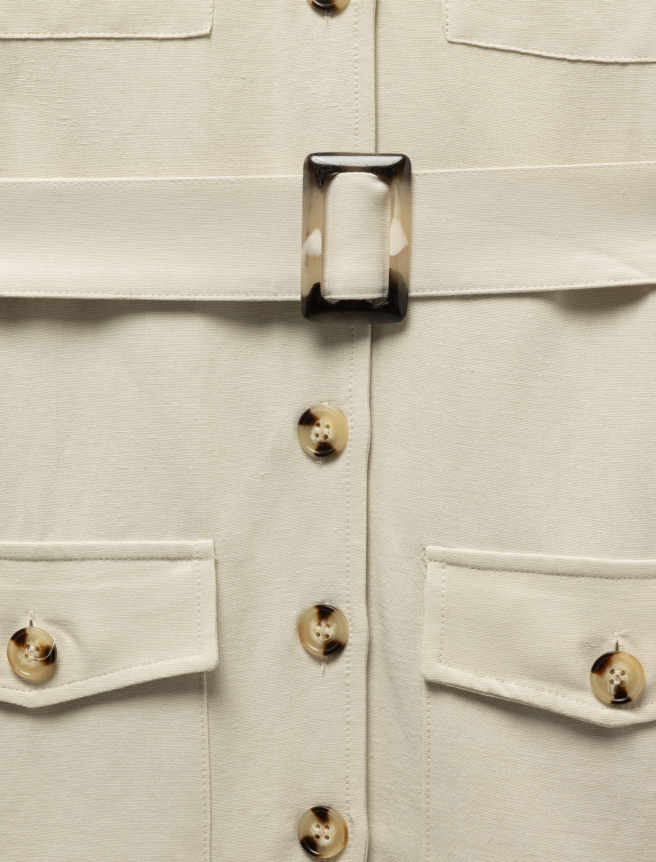   Cepli Kısa Kollu Viskon Keten Karışımlı Kruvaze Kemerli Gömlek Elbise