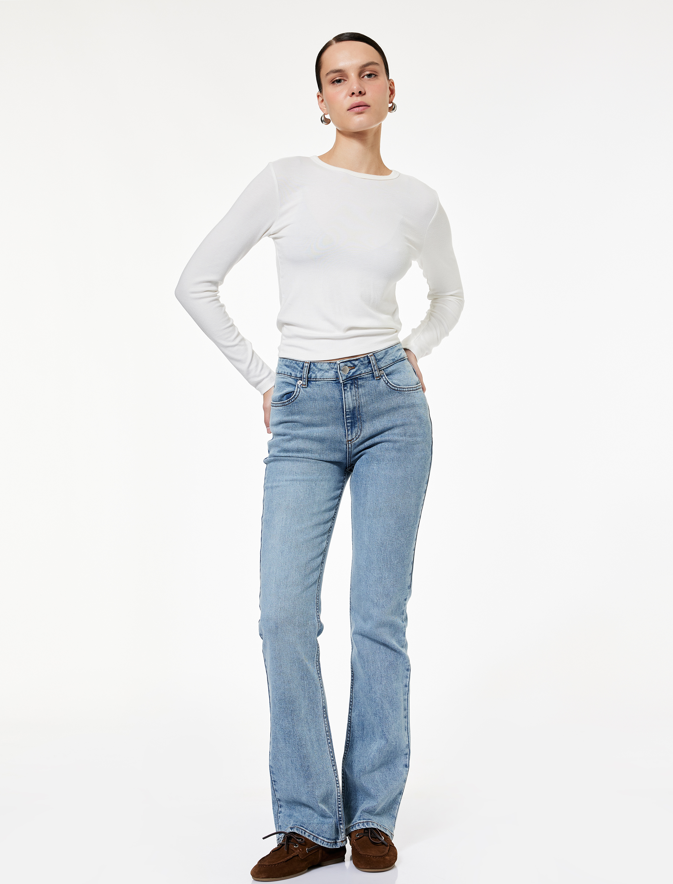  Cepli PamukluSlim Fit İspanyol Paça Jean Pantolon - Flare Jeans