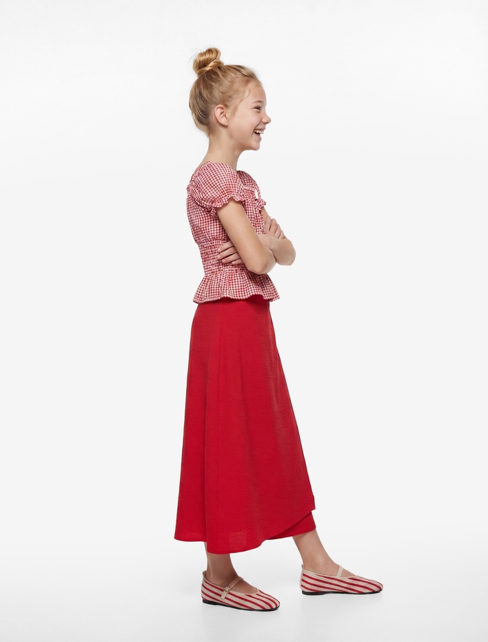 Kız Çocuk Regular Fit Basic Asimetrik Kesim Etek