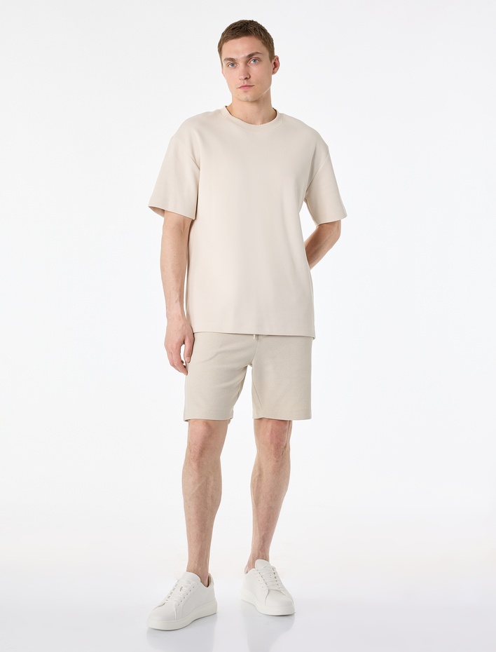  Regular Fit Cepli Bermuda Beli Bağcıklı Şort