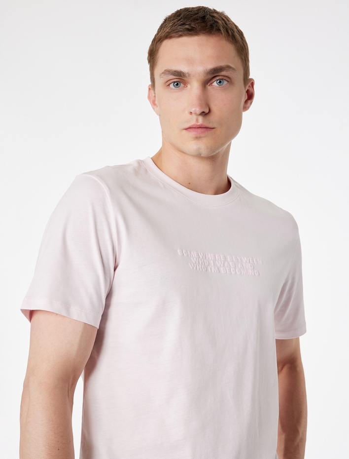  Regular Fit Kısa Kollu Bisiklet Yaka Baskılı Tişört