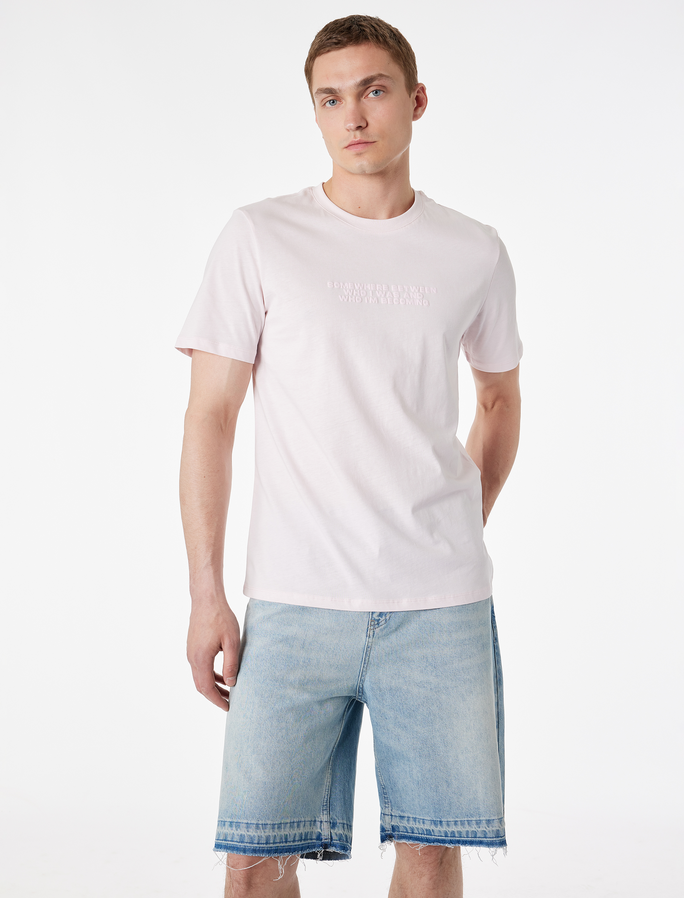   Normal Bel Pamuklu Pis Paça Straight Fit Bermuda Jean Şort