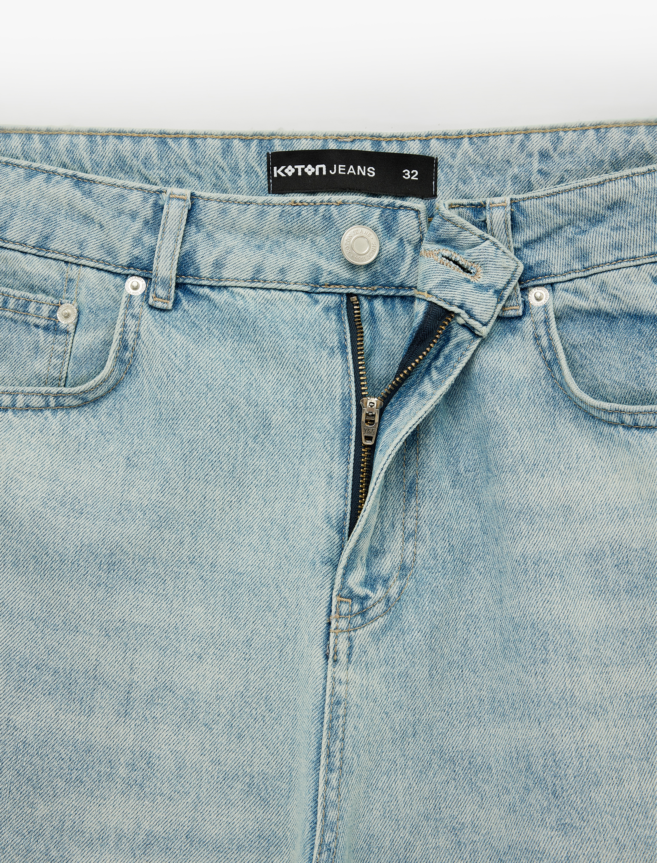   Normal Bel Pamuklu Pis Paça Straight Fit Bermuda Jean Şort