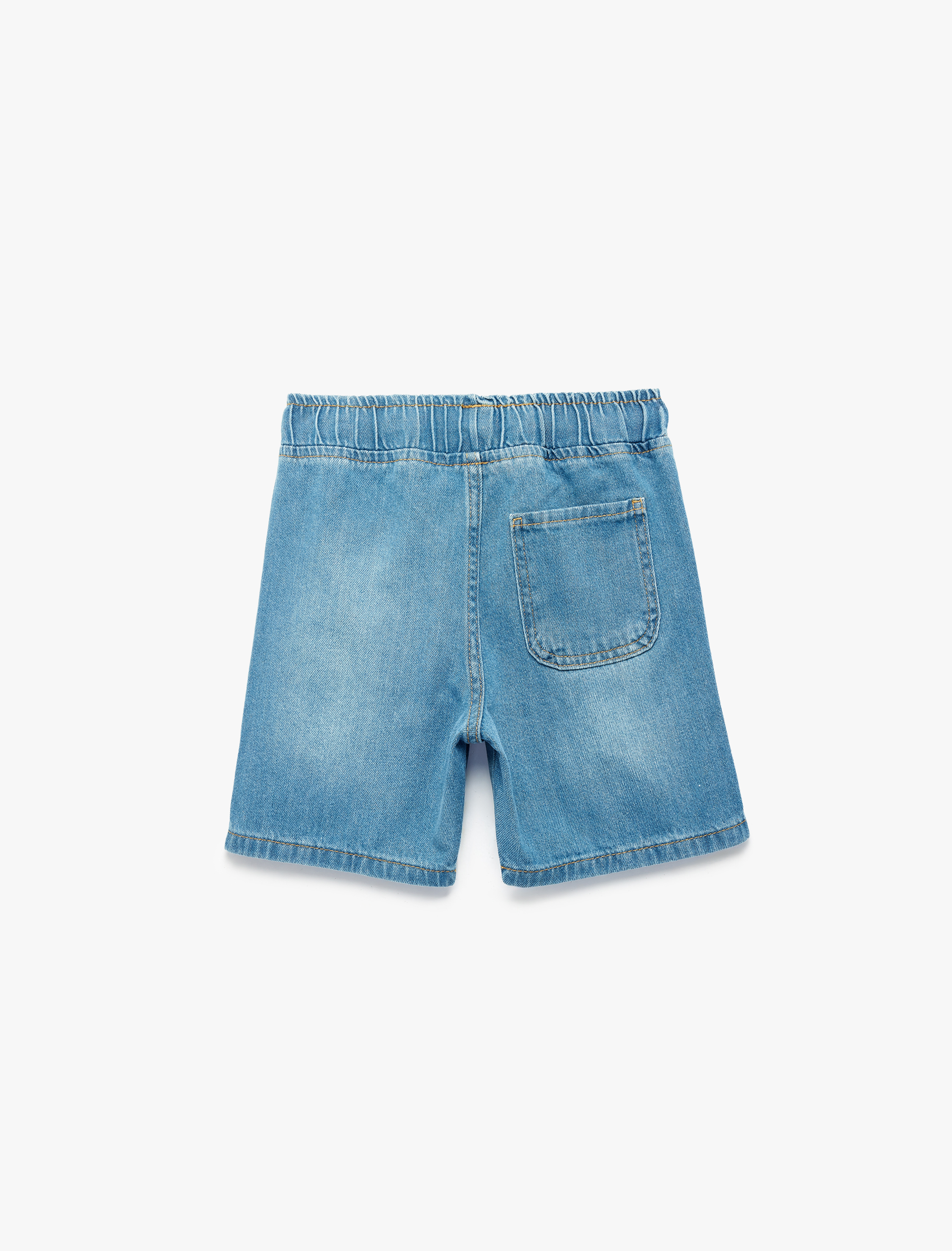  Erkek Çocuk Pamuklu Beli Bağcıklı Rahat Kesim Denim Şort
