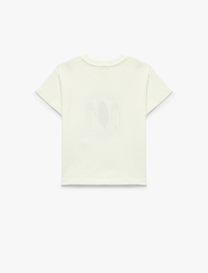 Erkek Bebek Pamuklu Kısa Kollu Bisiklet Yaka Baskılı Tişört