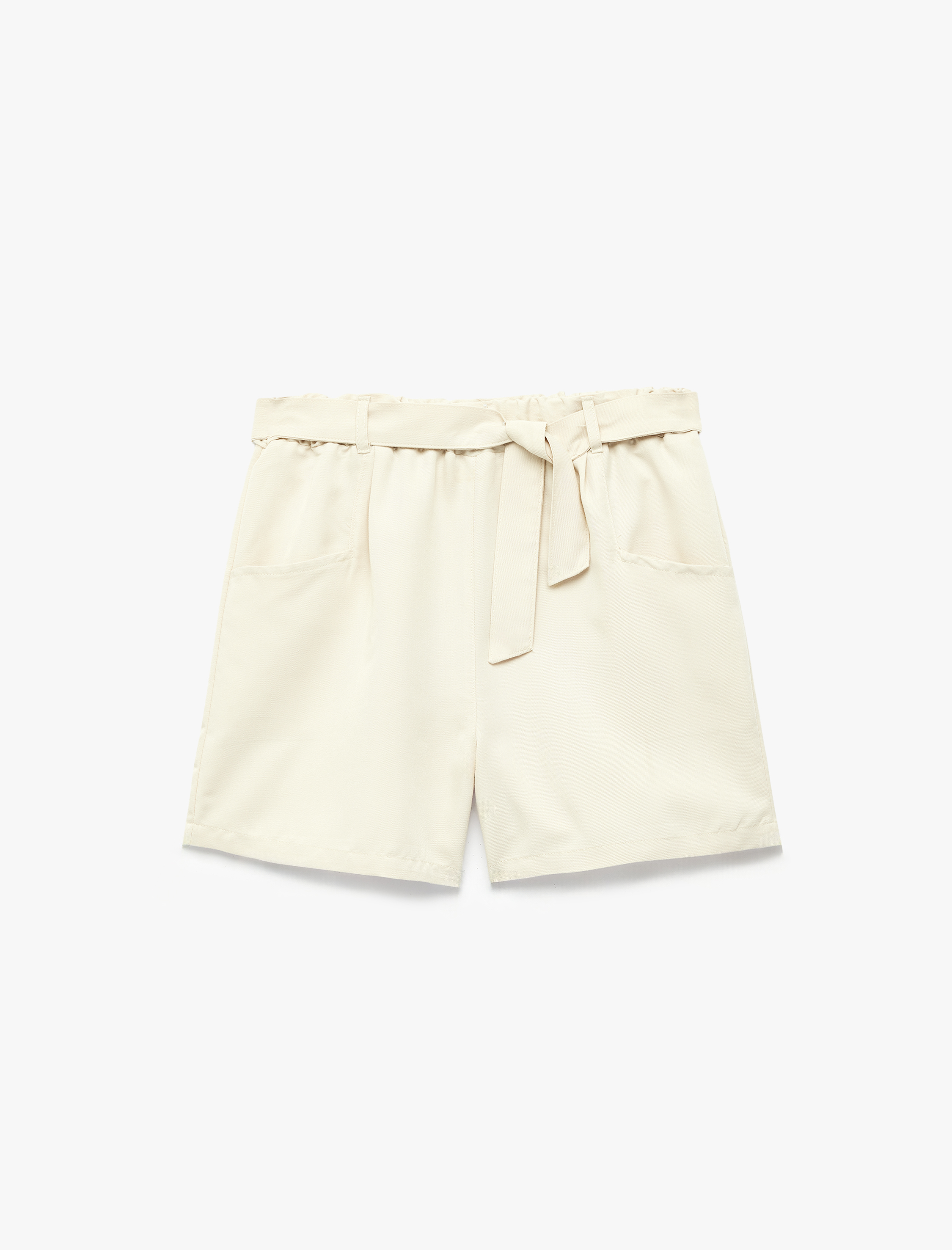  Kız Çocuk Fiyonklu Tencel™ Kumaş Aplike Cepli Şort