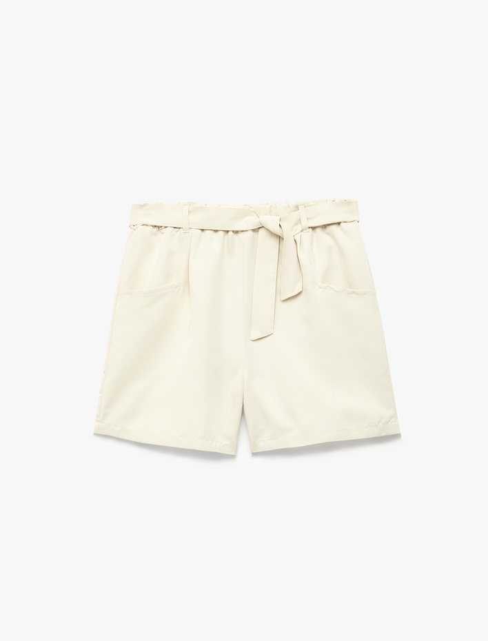 Kız Çocuk Fiyonklu Tencel™ Kumaş Aplike Cepli Şort