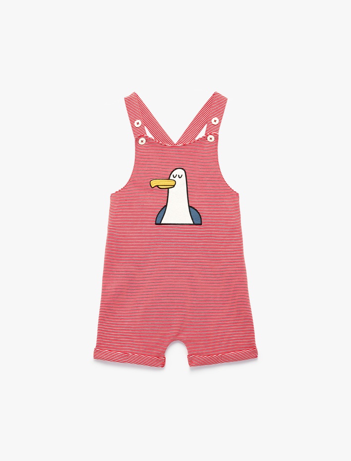 Erkek Bebek İnce Askılı Kolsuz Nakış Detaylı Tulum