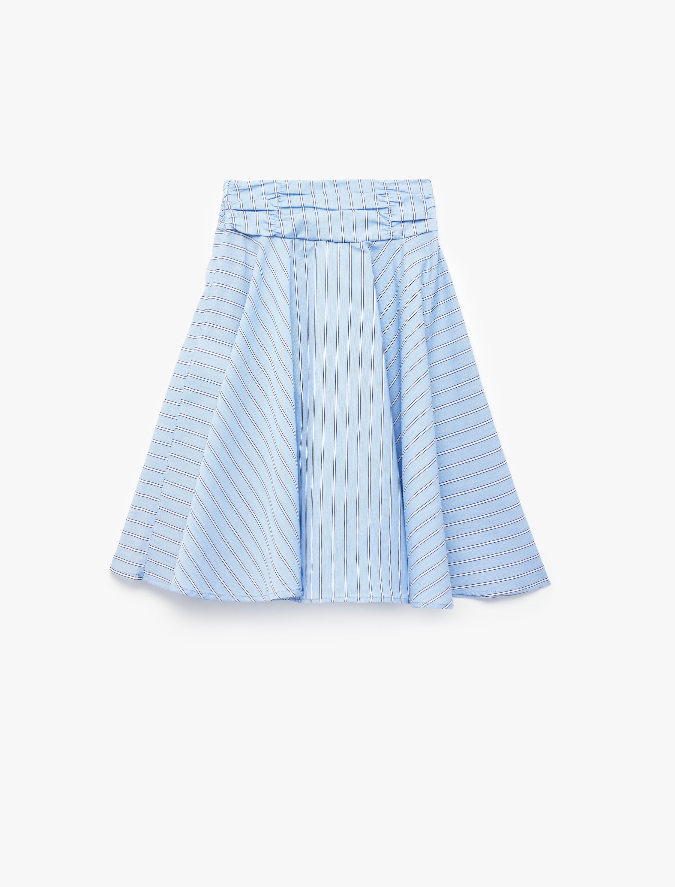  Kız Çocuk Pamuklu Fiyonk Detaylı A Kesim Çizgili Etek