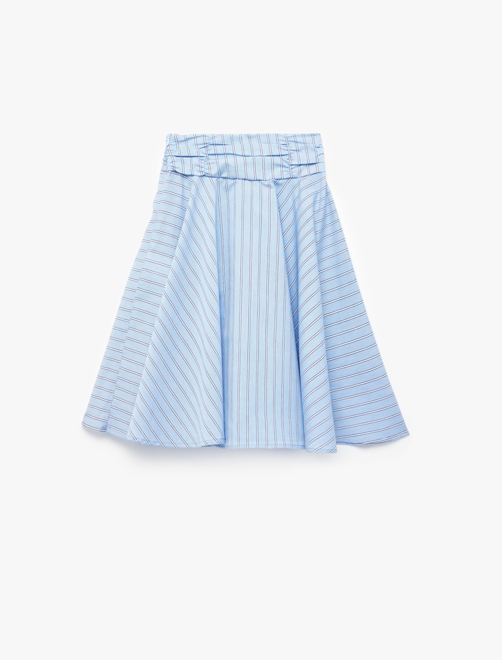 Kız Çocuk Pamuklu Fiyonk Detaylı A Kesim Çizgili Etek