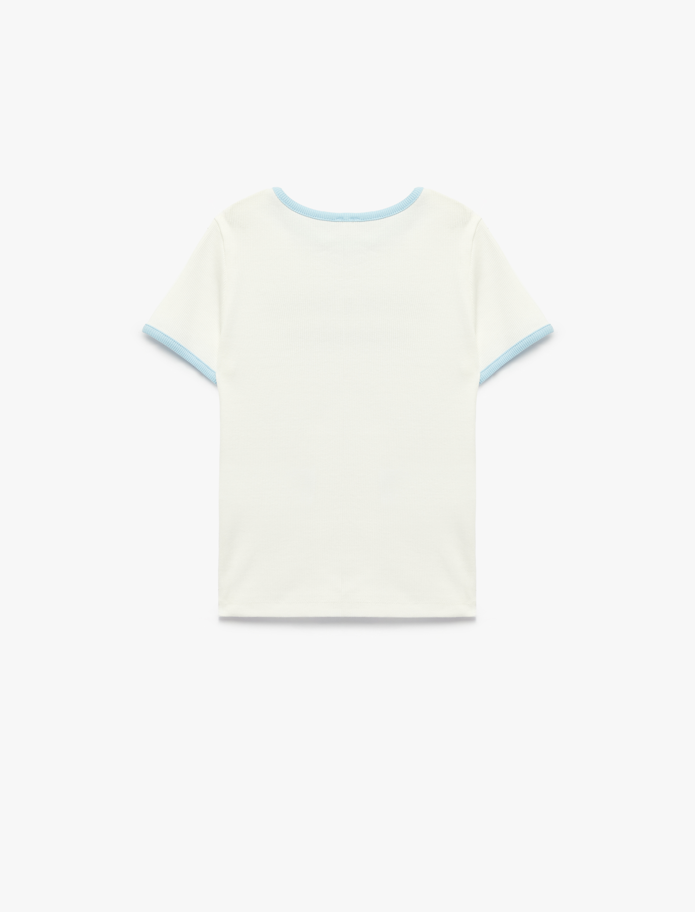  Kız Çocuk Pamuklu Bisiklet Yaka Kısa Kollu Tişört