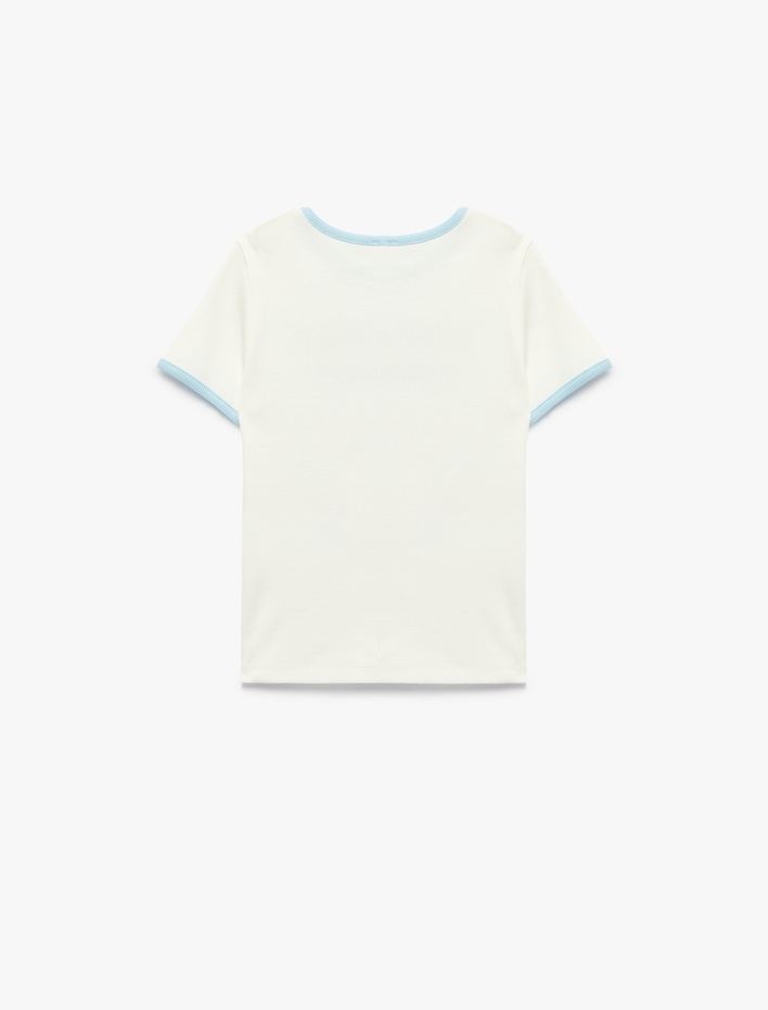 Kız Çocuk Pamuklu Bisiklet Yaka Kısa Kollu Tişört