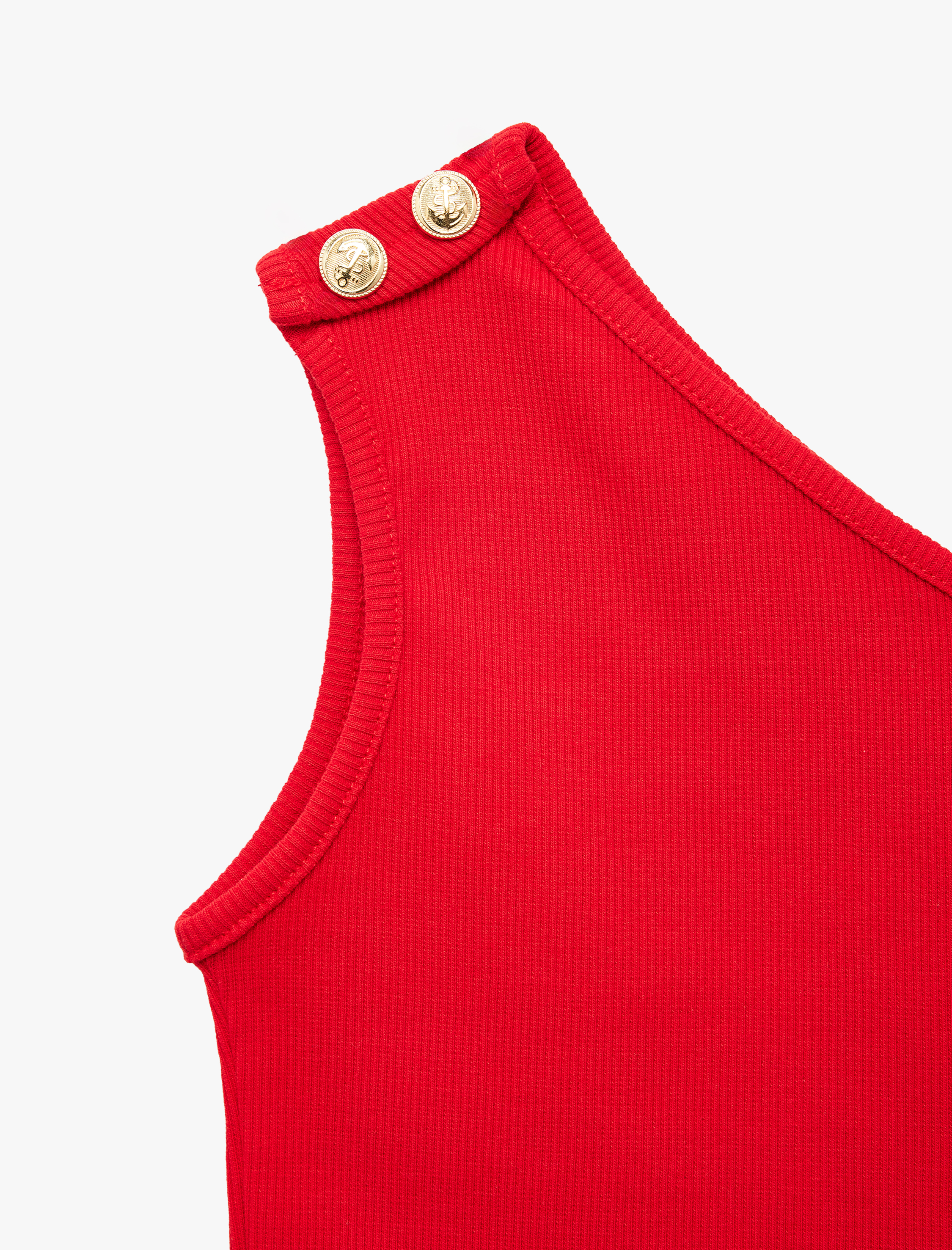  Kız Çocuk Düğme Detaylı Kolsuz Pamuklu Tek Omuz Crop Atlet