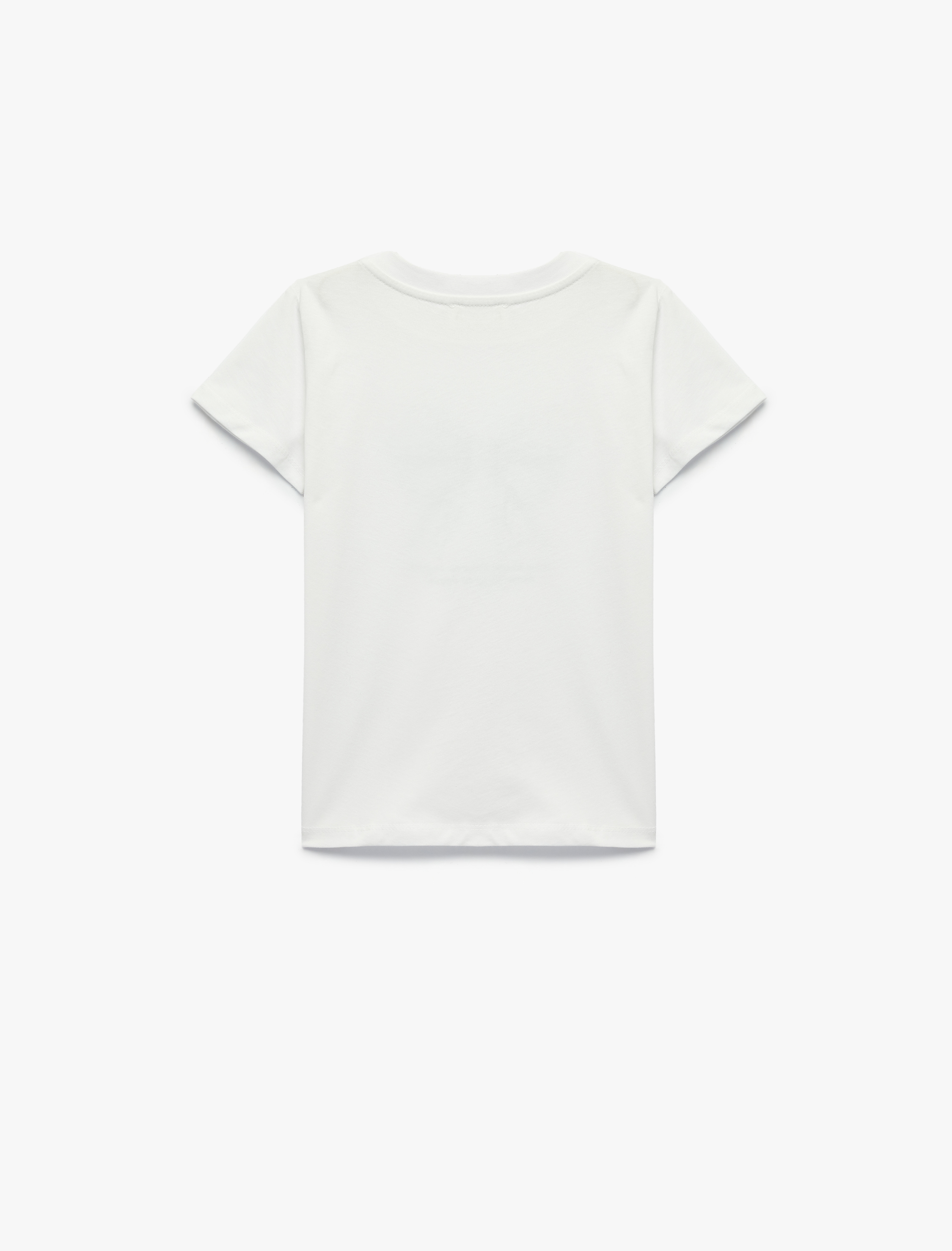  Kız Çocuk Simli Bisiklet Yaka Kısa Kollu Pamuklu Tişört