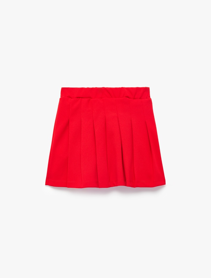 Kız Çocuk Krep Scuba Kumaş Pileli Mini Etek