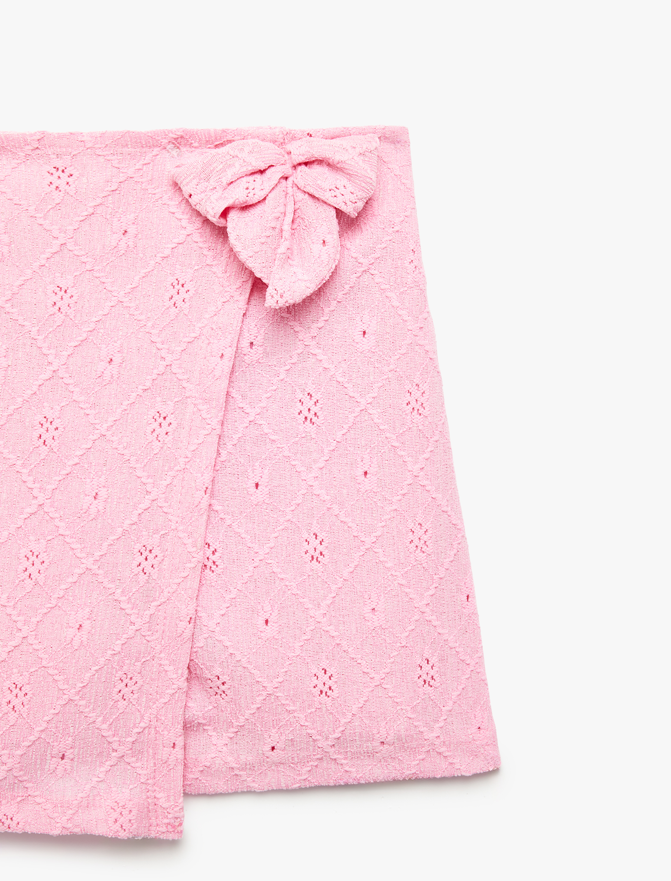  Kız Çocuk Fiyonk Detaylı Brodeli Şort Etek