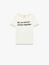 Pamuklu Kısa Kollu Bisiklet Yaka Tişört