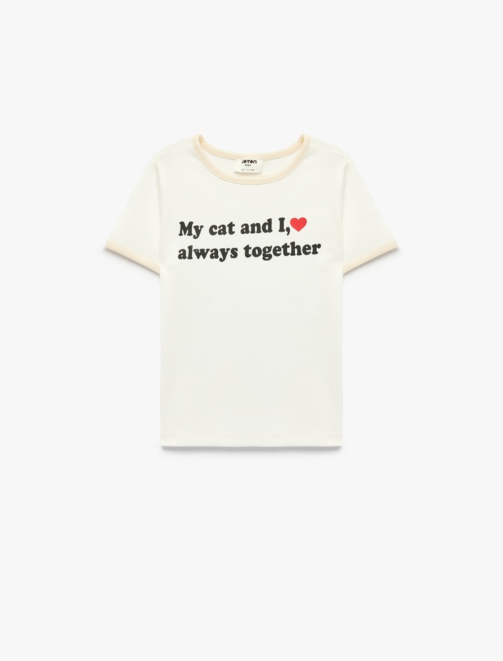 Kız Çocuk Pamuklu Kısa Kollu Bisiklet Yaka Tişört