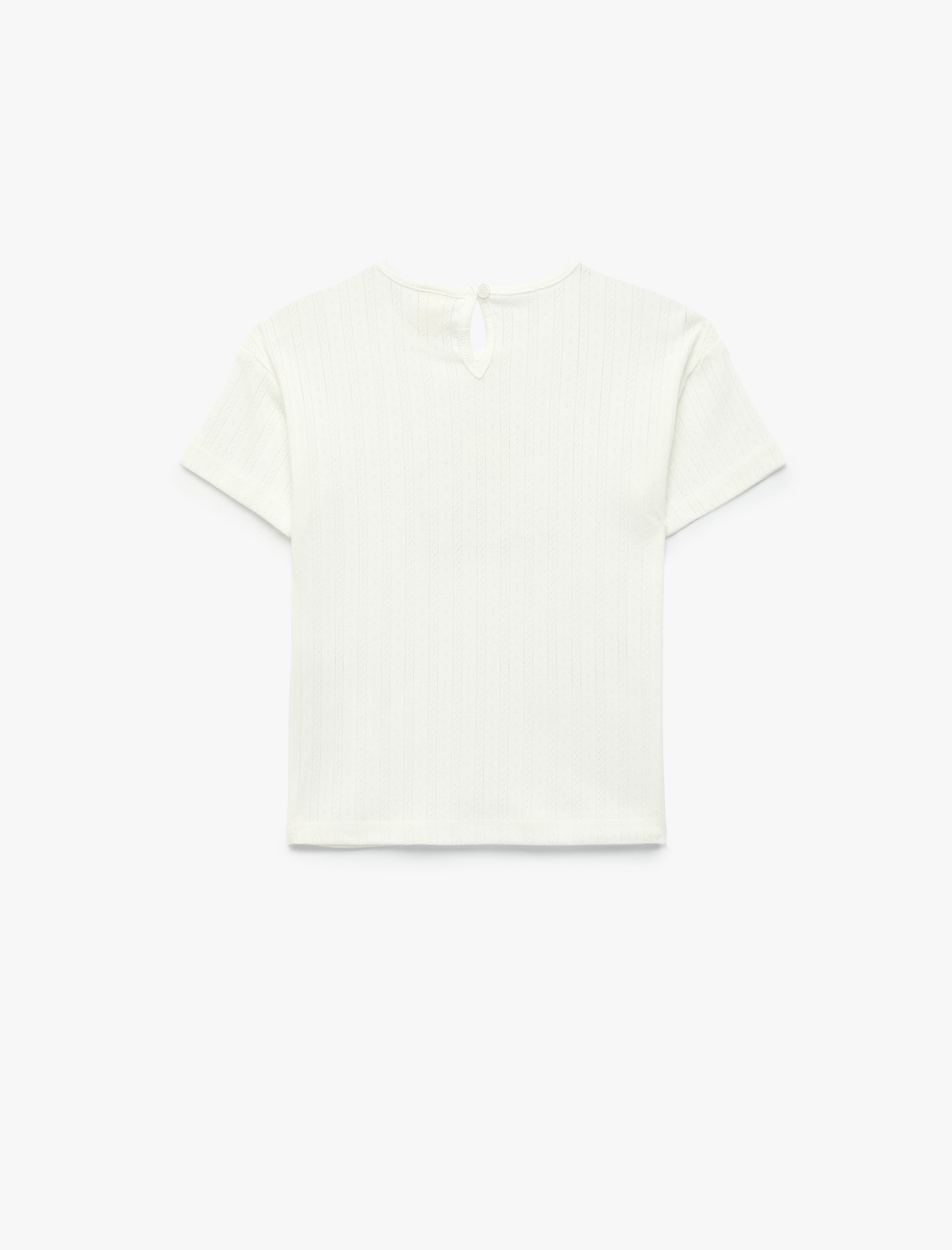  Kız Bebek Kısa Kollu Bisiklet Yaka Baskılı Pamuklu Tişört