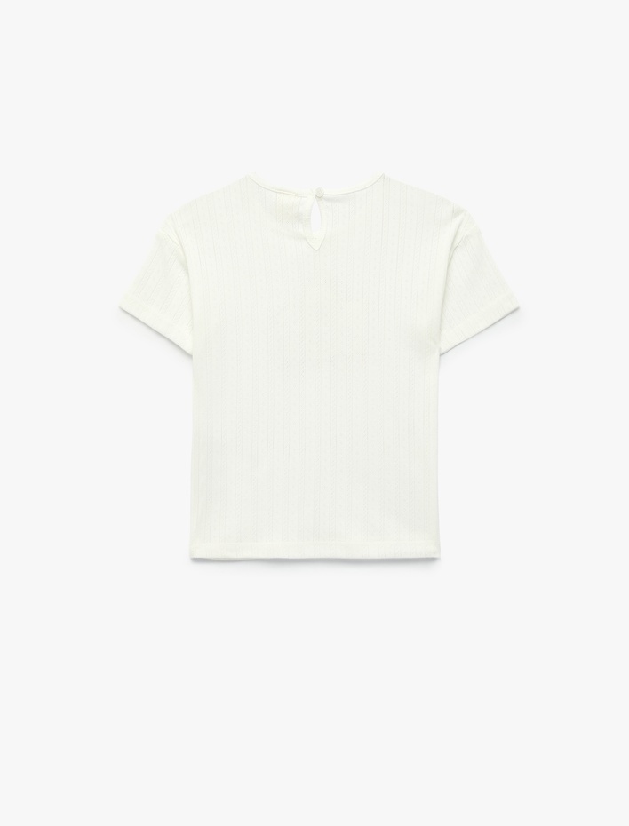 Kız Bebek Kısa Kollu Bisiklet Yaka Baskılı Pamuklu Tişört