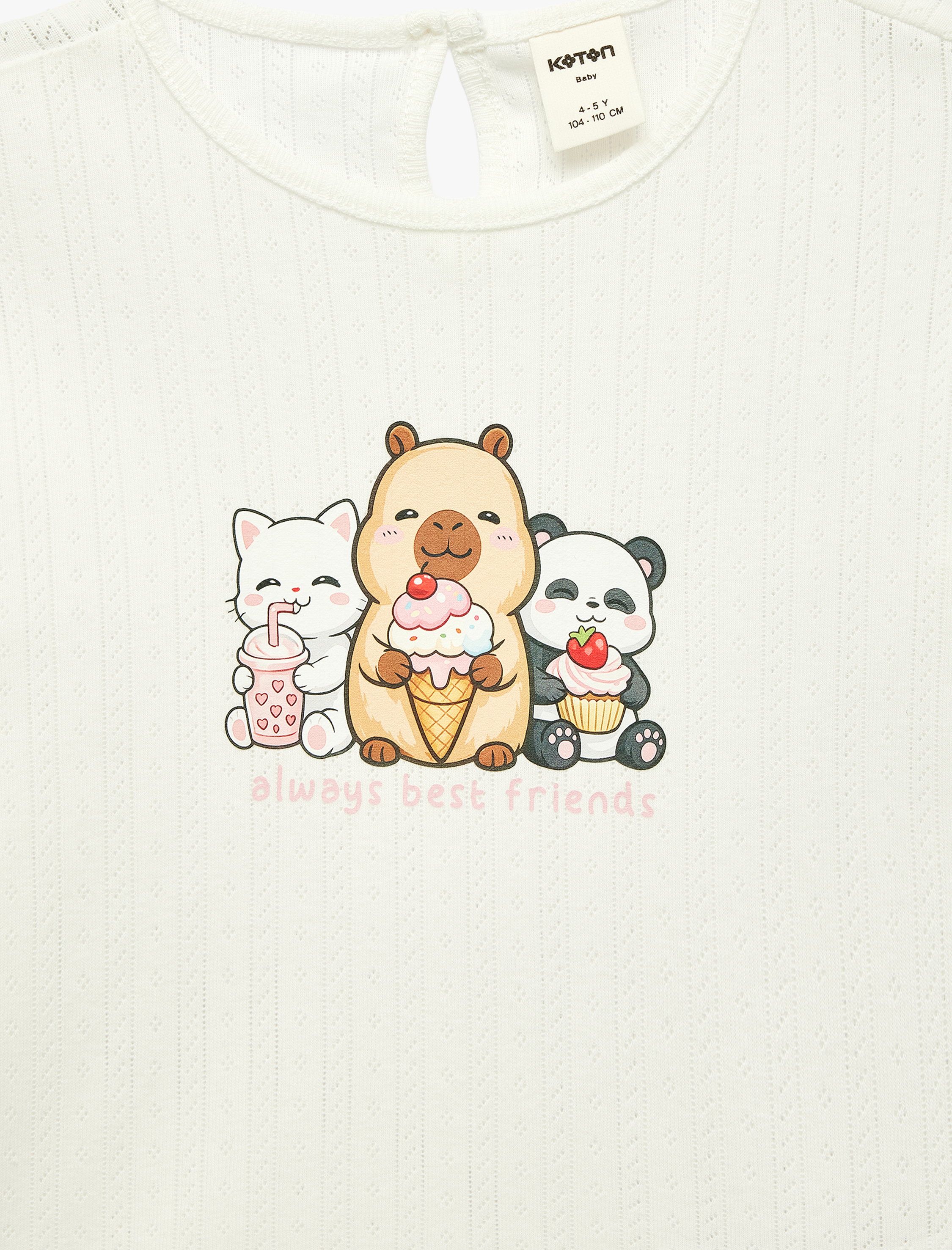  Kız Bebek Kısa Kollu Bisiklet Yaka Baskılı Pamuklu Tişört