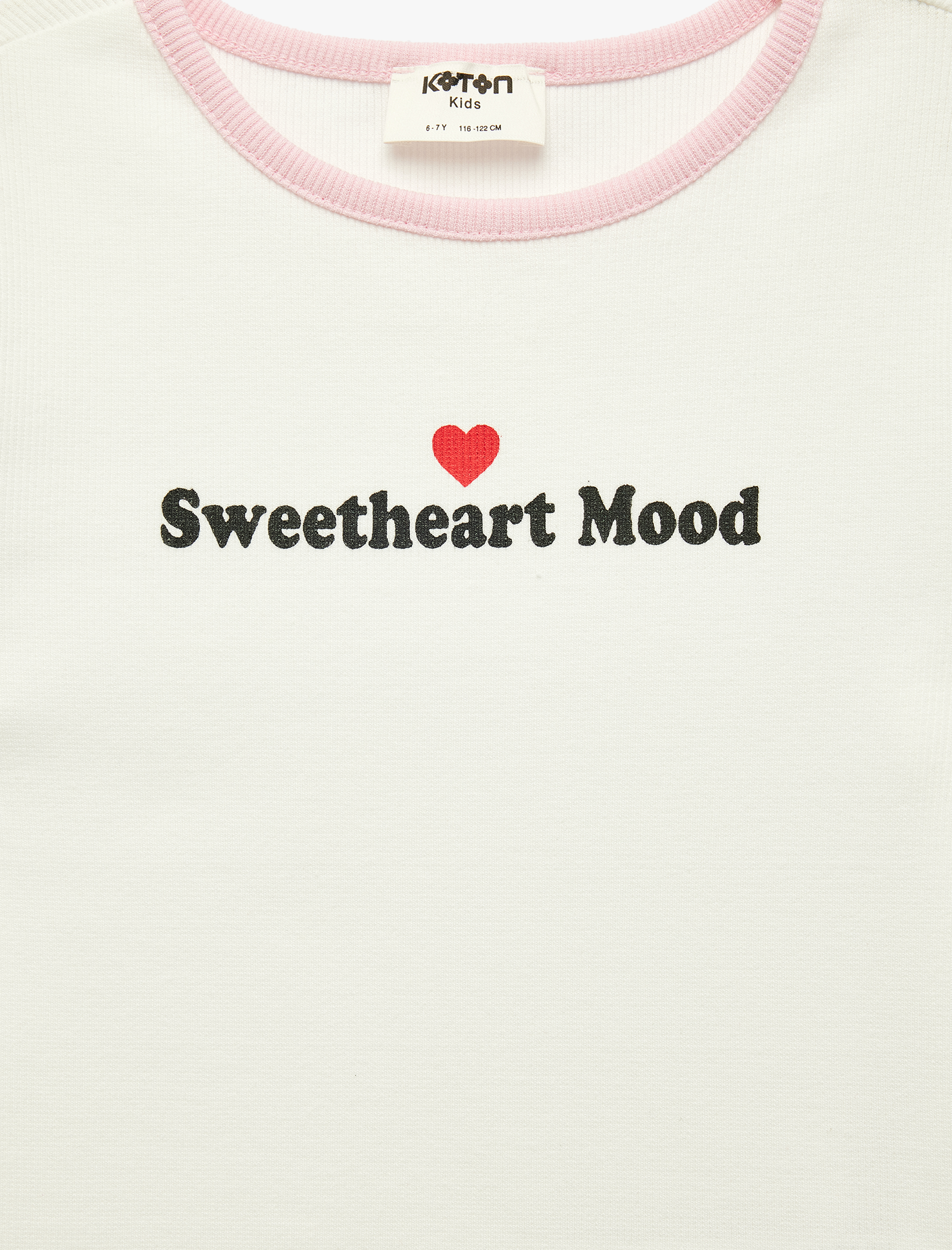  Kız Çocuk Pamuklu Kısa Kollu Bisiklet Yaka Biyeli Tişört