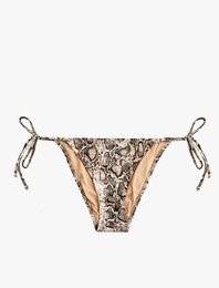 Yanları Bağlamalı İpli Yılan Derisi Baskılı Bikini Altı