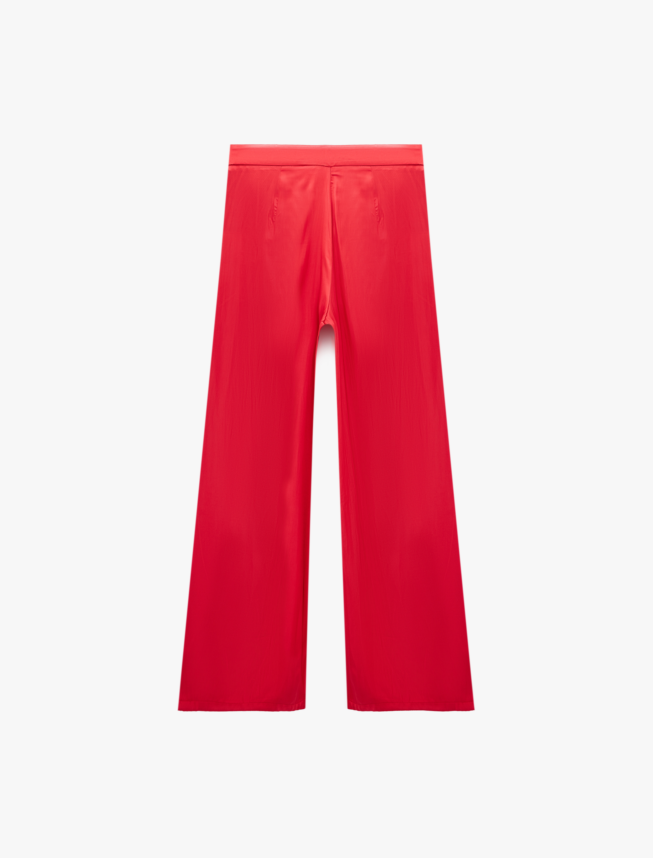   Cep Detaylı Pileli Saten Geniş Paça Pantolon