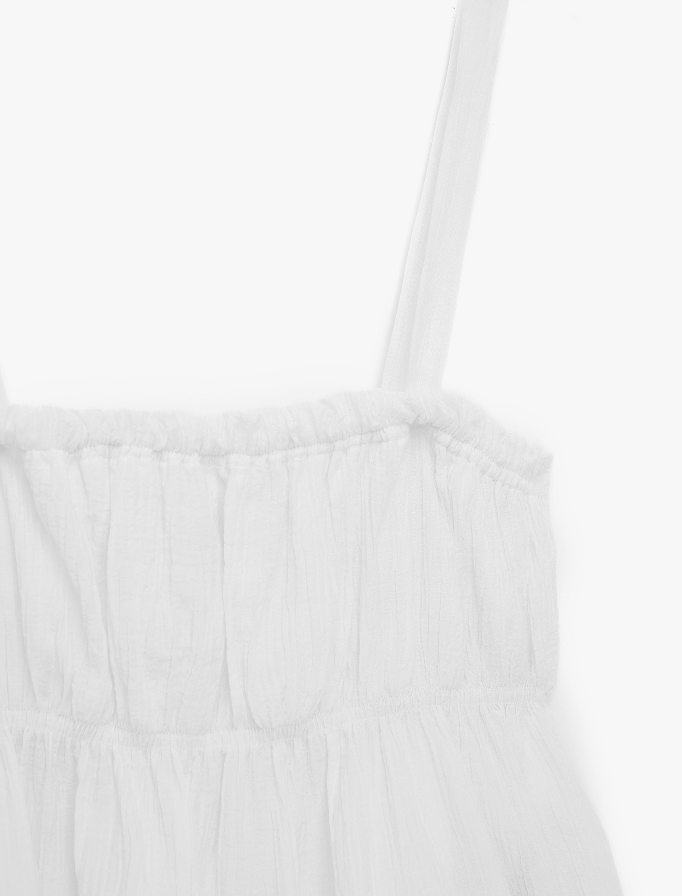   Gipeli Dantel Detaylı İnce Askılı Dokulu Bluz