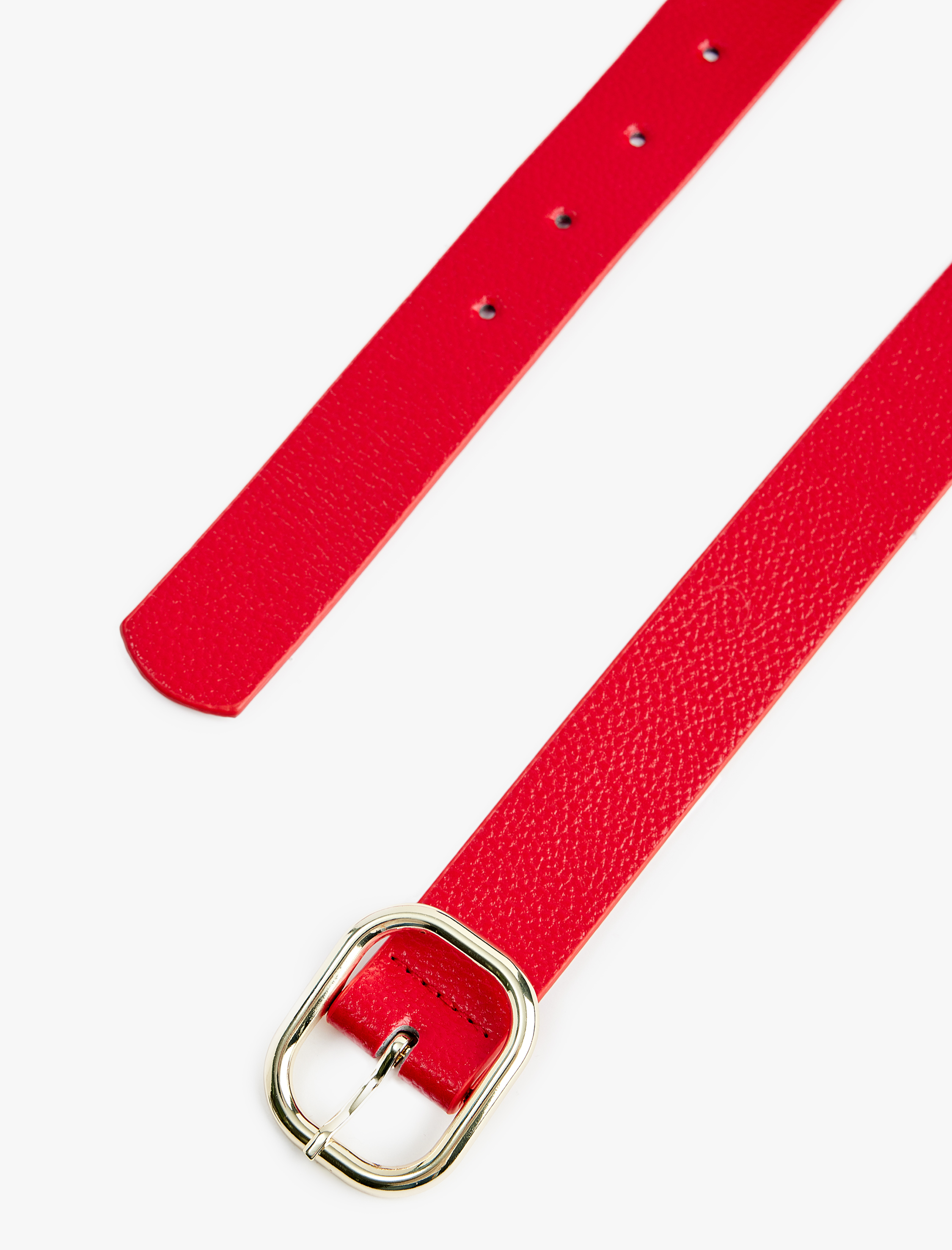  Kadın Deri Görünümlü Kare Tokalı Kemer