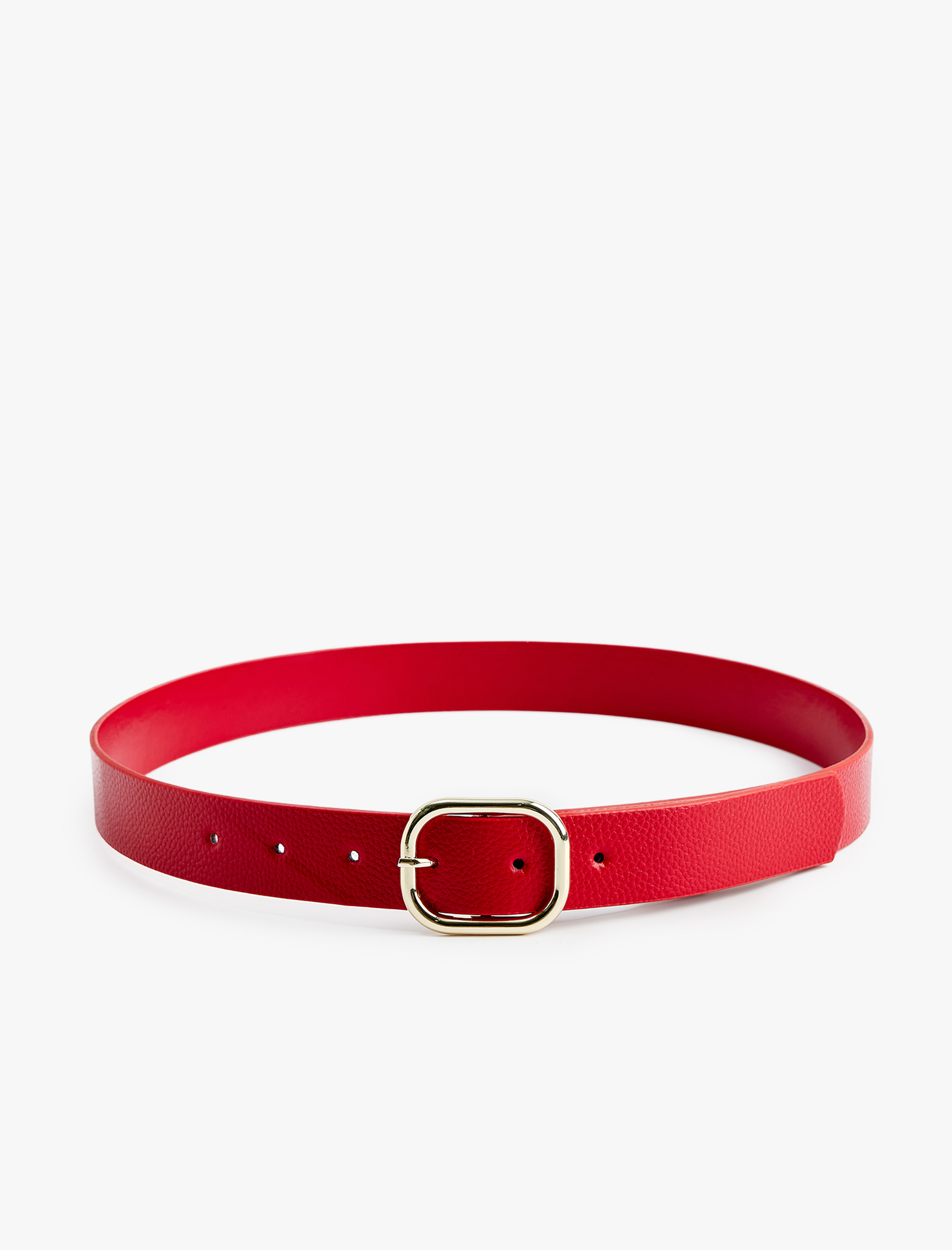  Kadın Deri Görünümlü Kare Tokalı Kemer