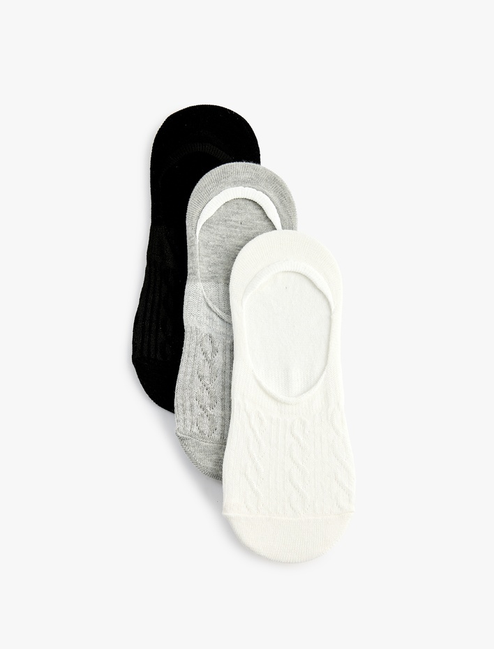 Kadın Balıksırtı Dokulu Çok Renkli 3'lü Spor Çorap Seti