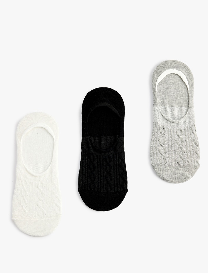 Kadın Balıksırtı Dokulu Çok Renkli 3'lü Spor Çorap Seti