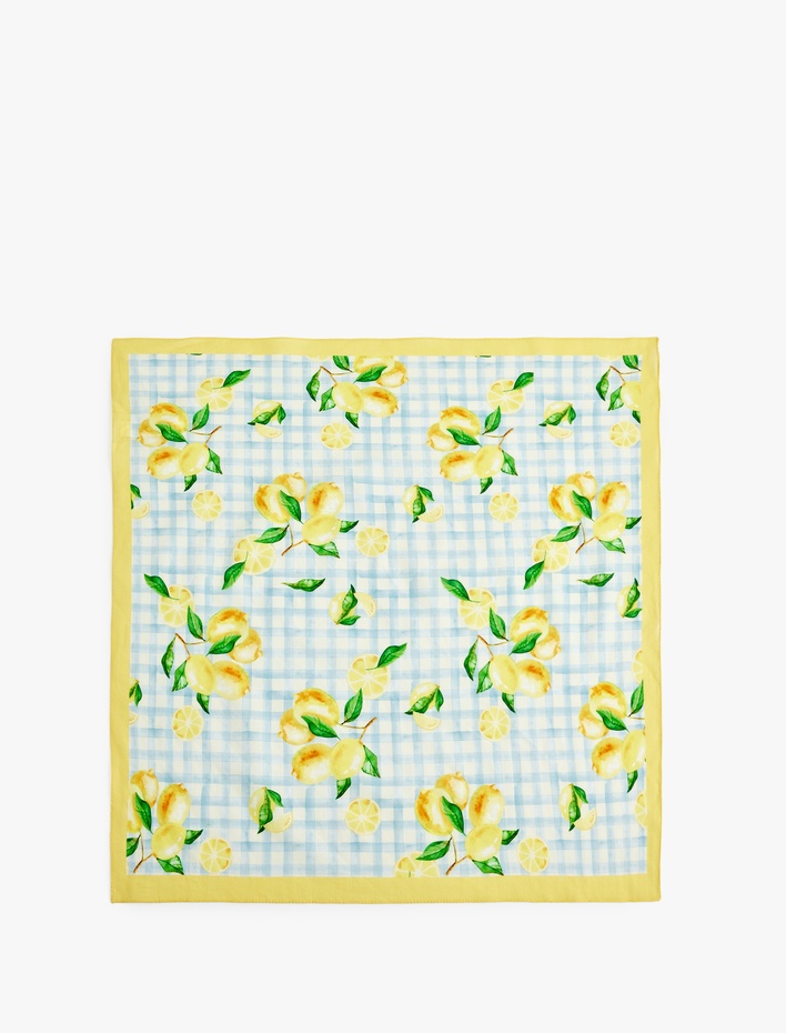 Kadın Kiraz Desenli Saten Kare Fular