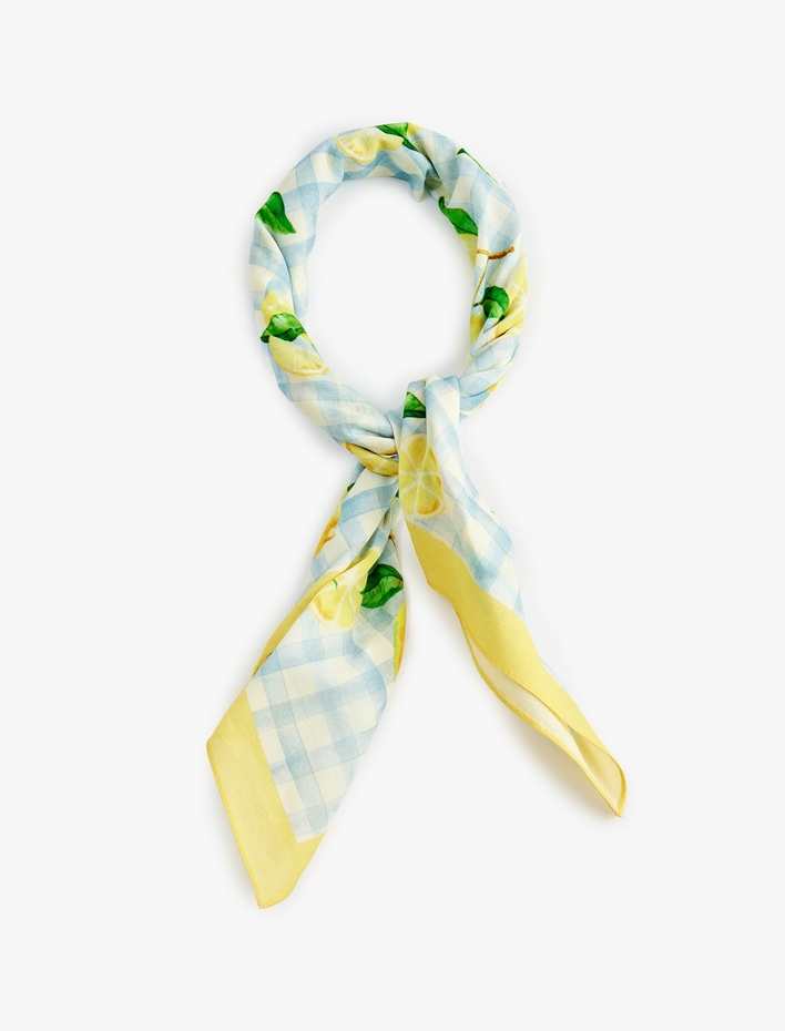 Kadın Kiraz Desenli Saten Kare Fular