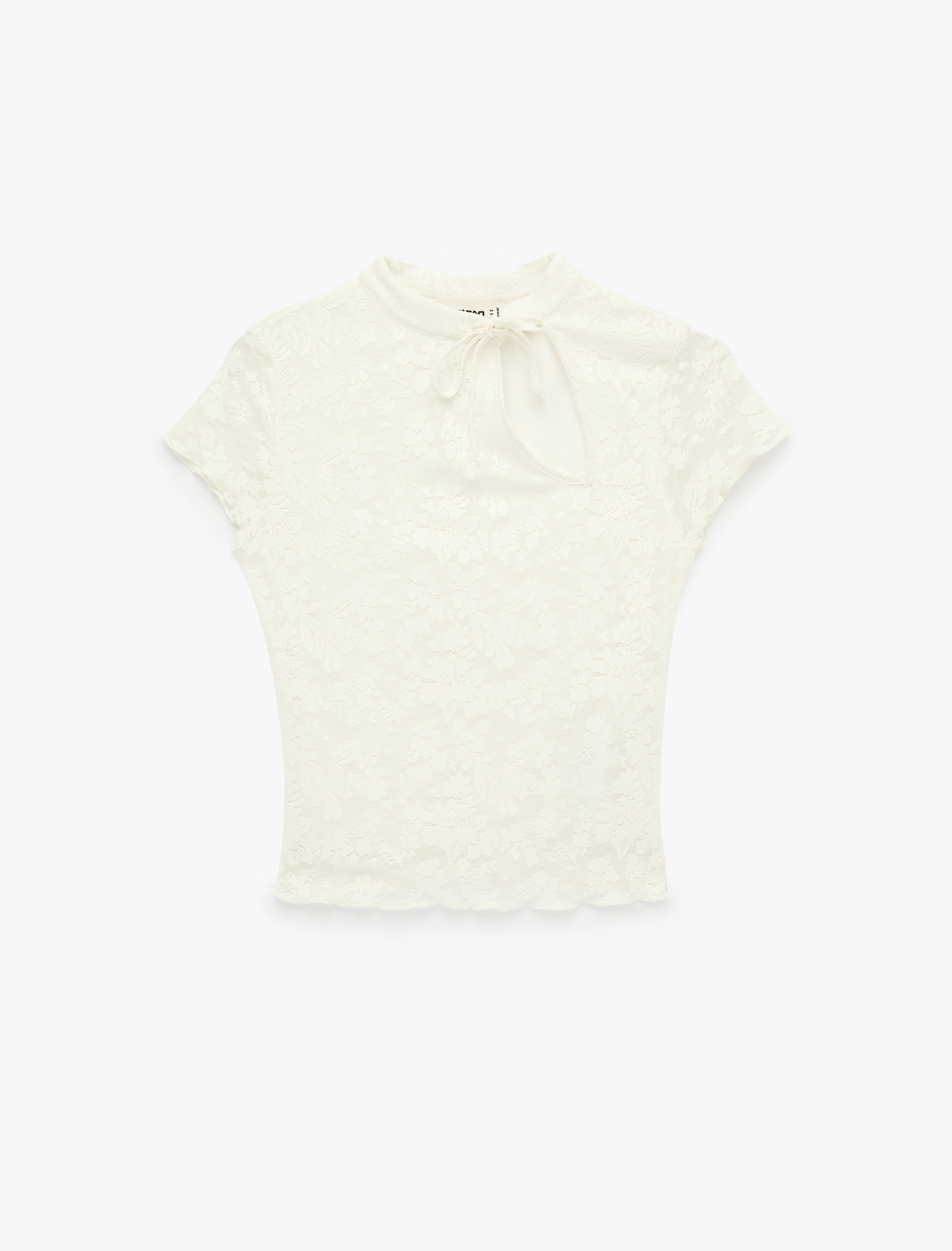   Dantel Detaylı Bağlamalı Yaka Kısa Kollu Slim Fit Qipao Üst