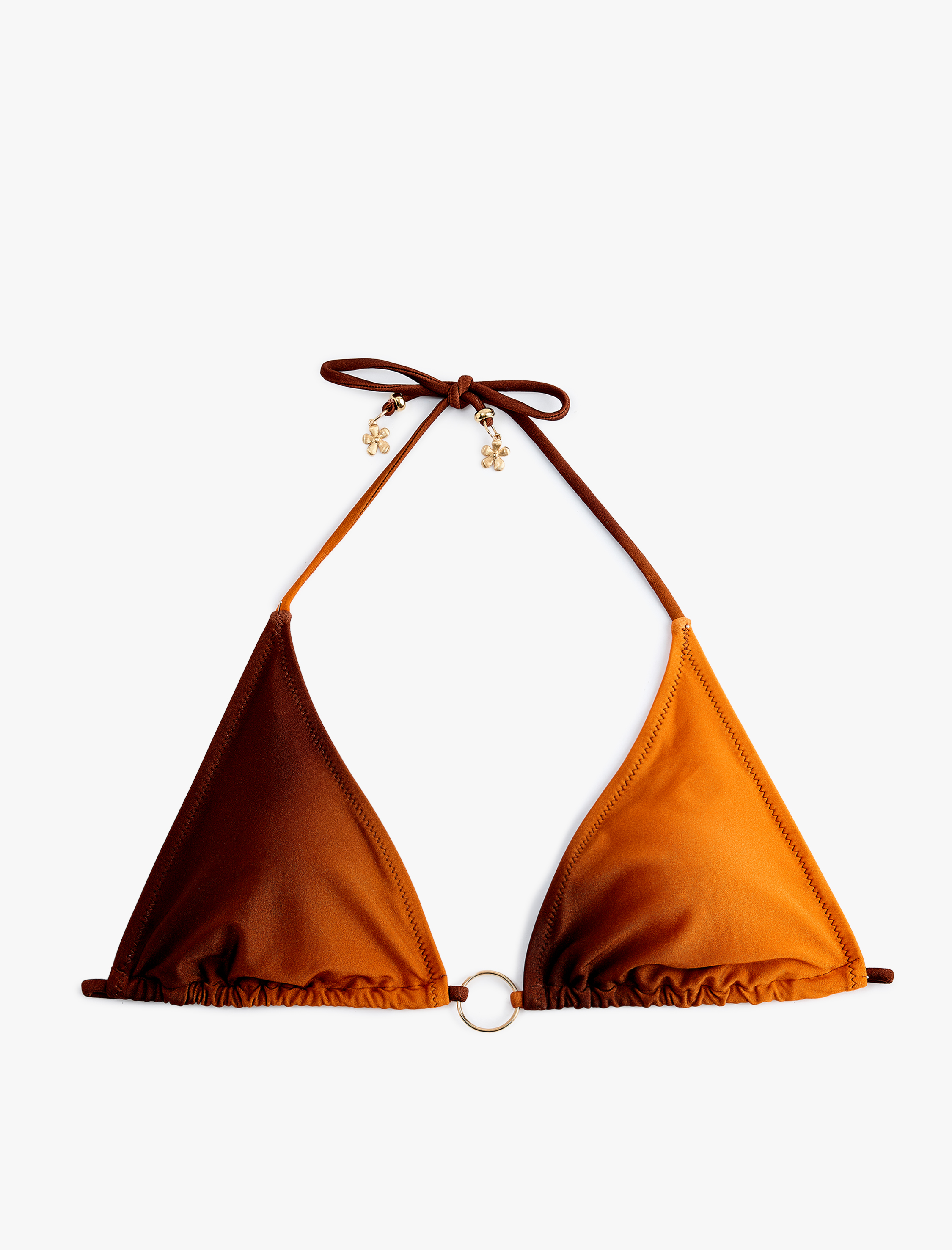   Degrade Renk Geçişli Charm ve Halka Detaylı Üçgen Bikini Üstü