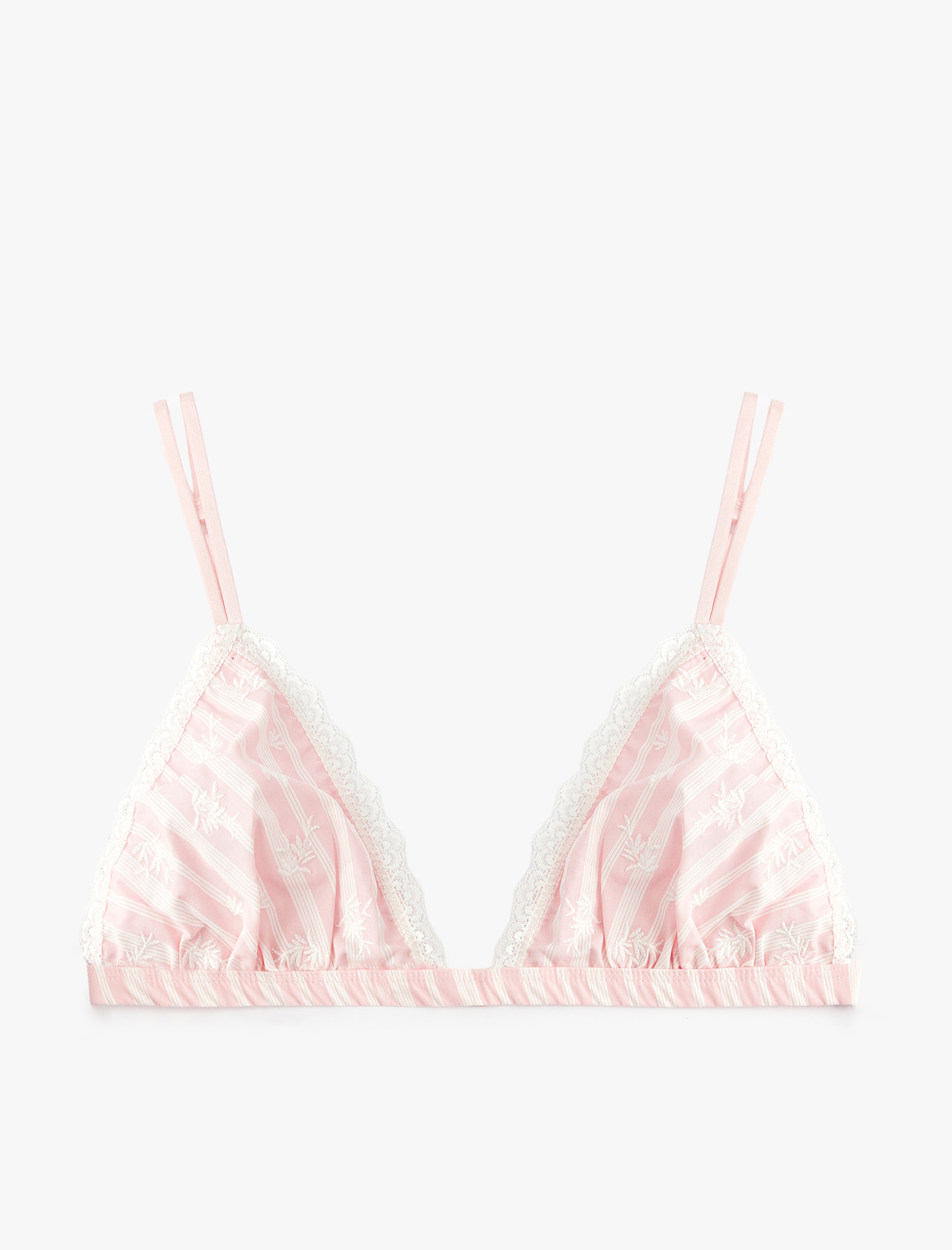   Pamuklu Balensiz Nakışlı Dolgusuz Dantel Detaylı Sütyen