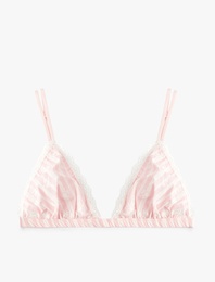 Pamuklu Balensiz Nakışlı Dolgusuz Dantel Detaylı Sütyen