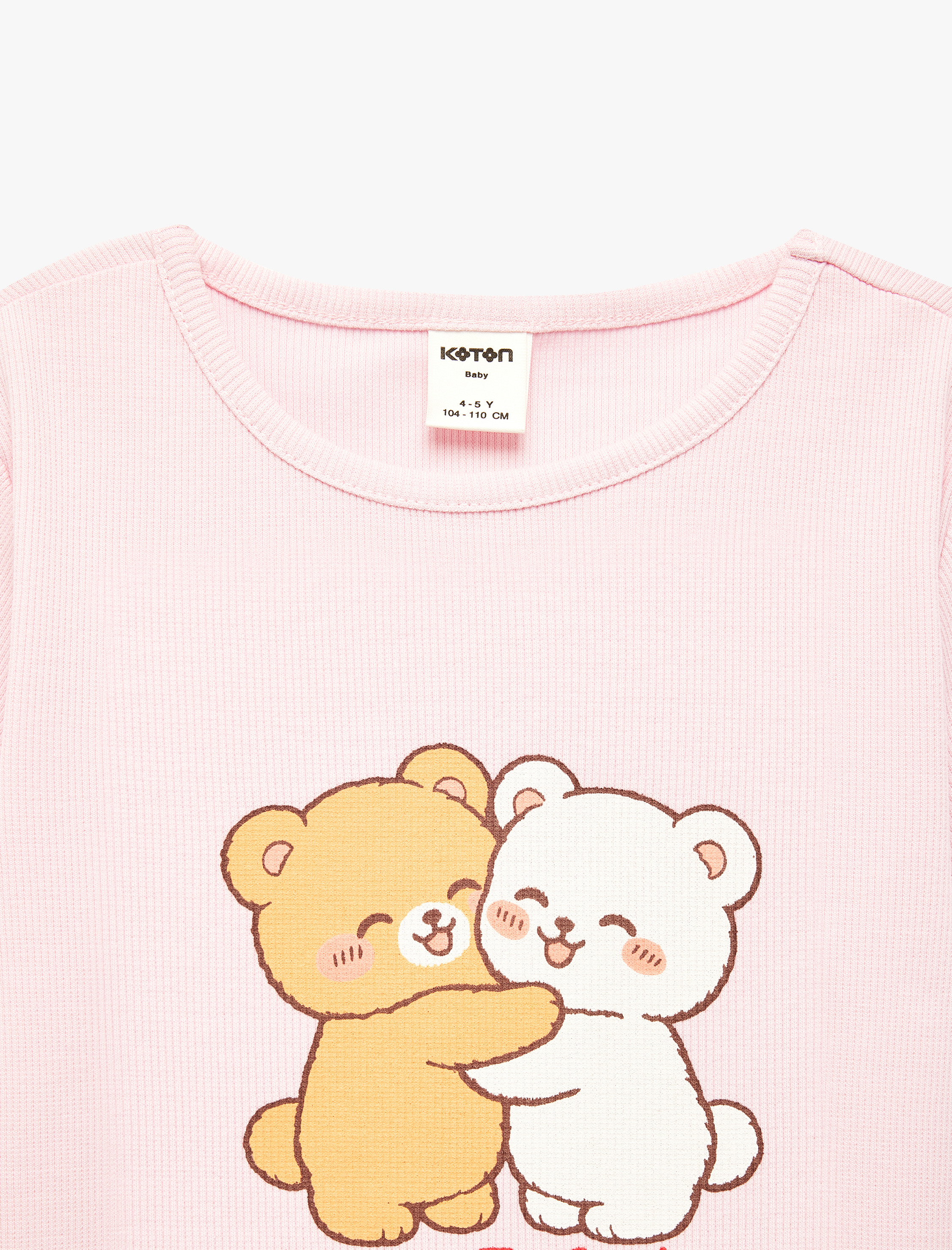  Kız Bebek Pamuklu Ayıcık Baskılı Kısa Kollu Bisiklet Yaka Kaşkorse Tişört