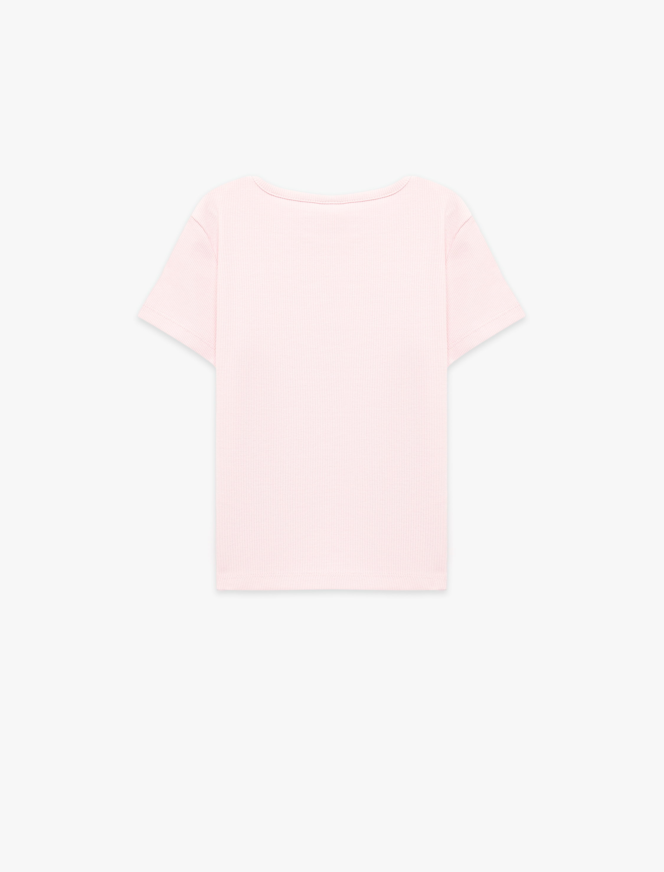  Kız Bebek Pamuklu Ayıcık Baskılı Kısa Kollu Bisiklet Yaka Kaşkorse Tişört