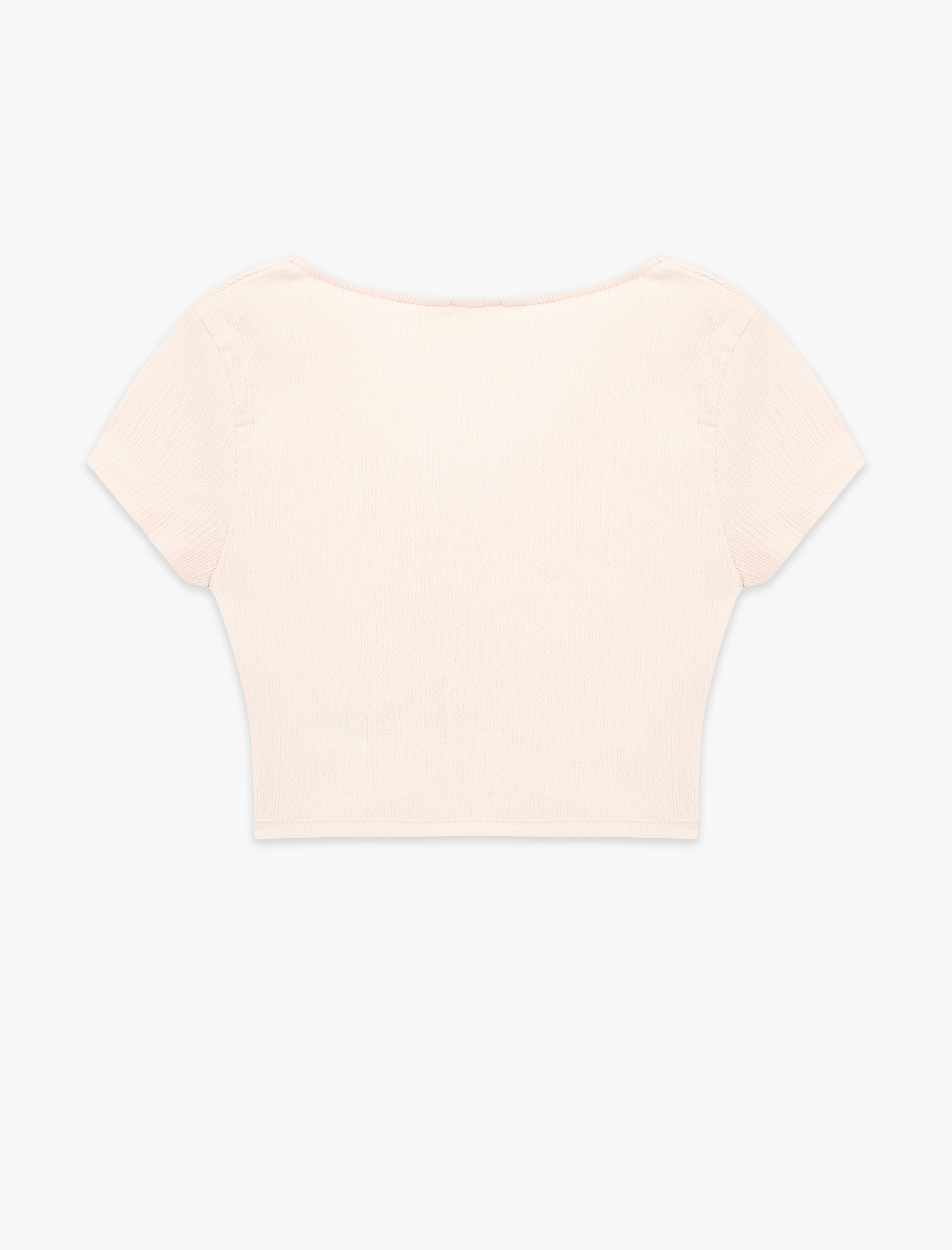   Bürümcük Kumaş Dantelli Slim Fit V Yaka Büzgülü Tişört