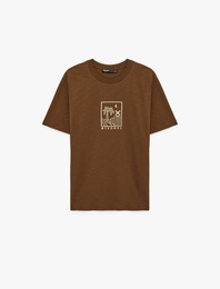 Pamuklu Regular Fit Kısa Kollu Bisiklet Yaka Baskılı Tişört